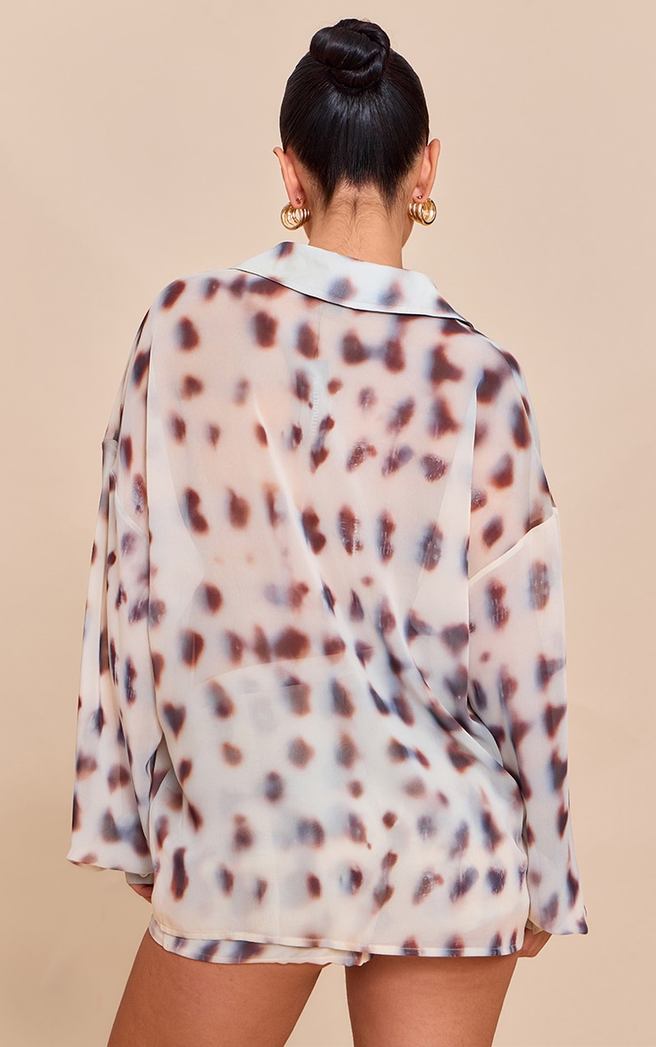 Cream Chiffon Printed Oversized Shirt image 2