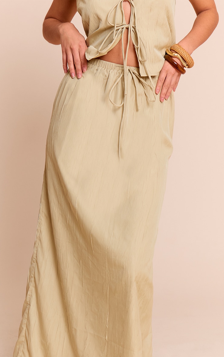 Clay Textured Tie Waist Detail Maxi Skirt image 4
