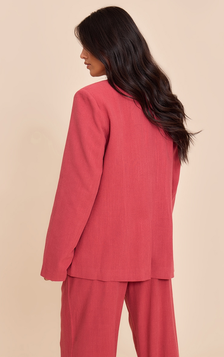 Dark Red Tailored Linen Oversized Blazer image 2