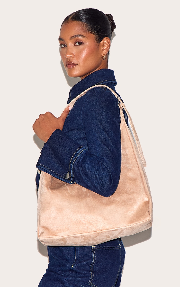 Tote bag réversible en suédine et PU crème image 5
