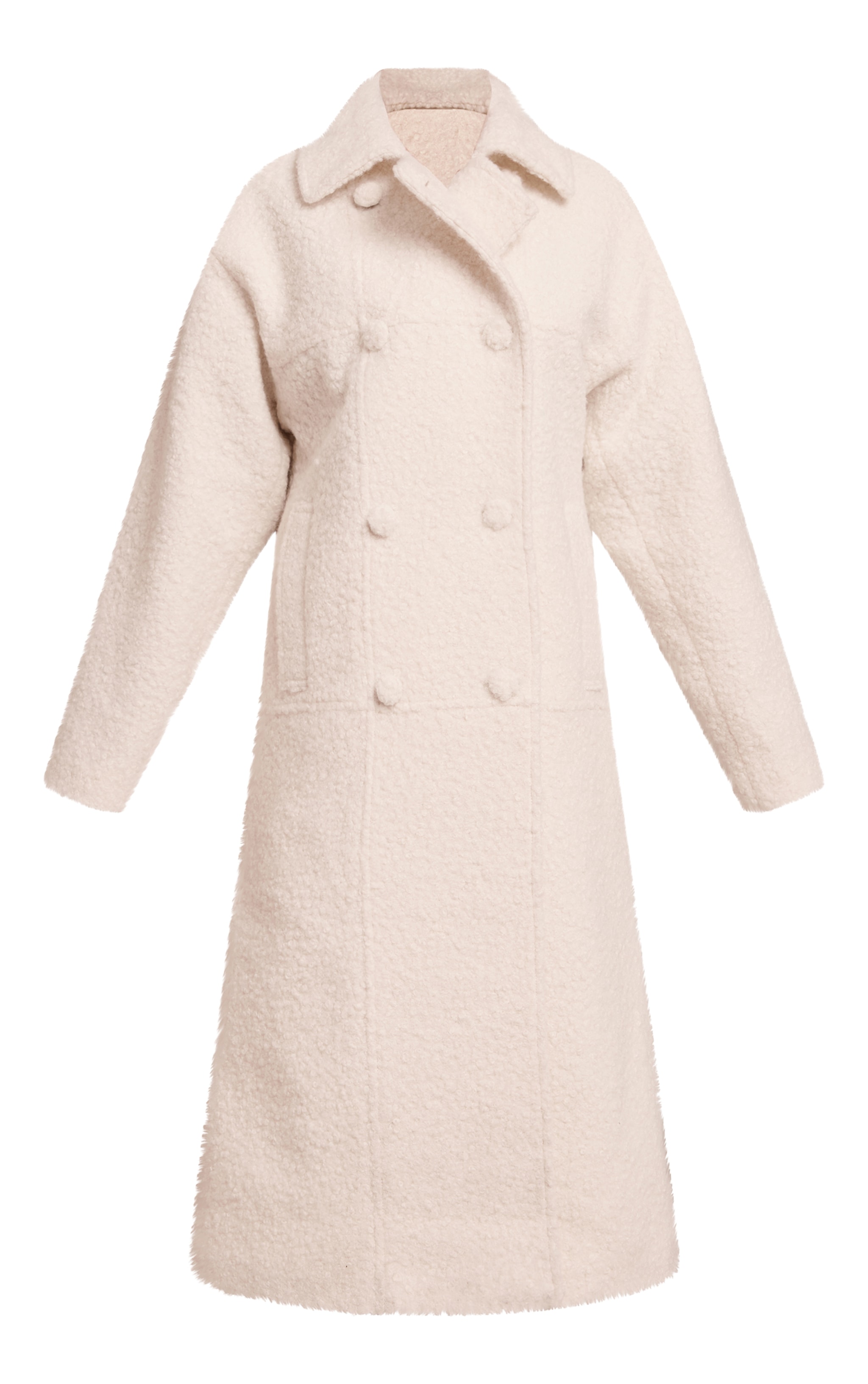 Petite Ecru Boucle Double Breasted Maxi Coat image 5