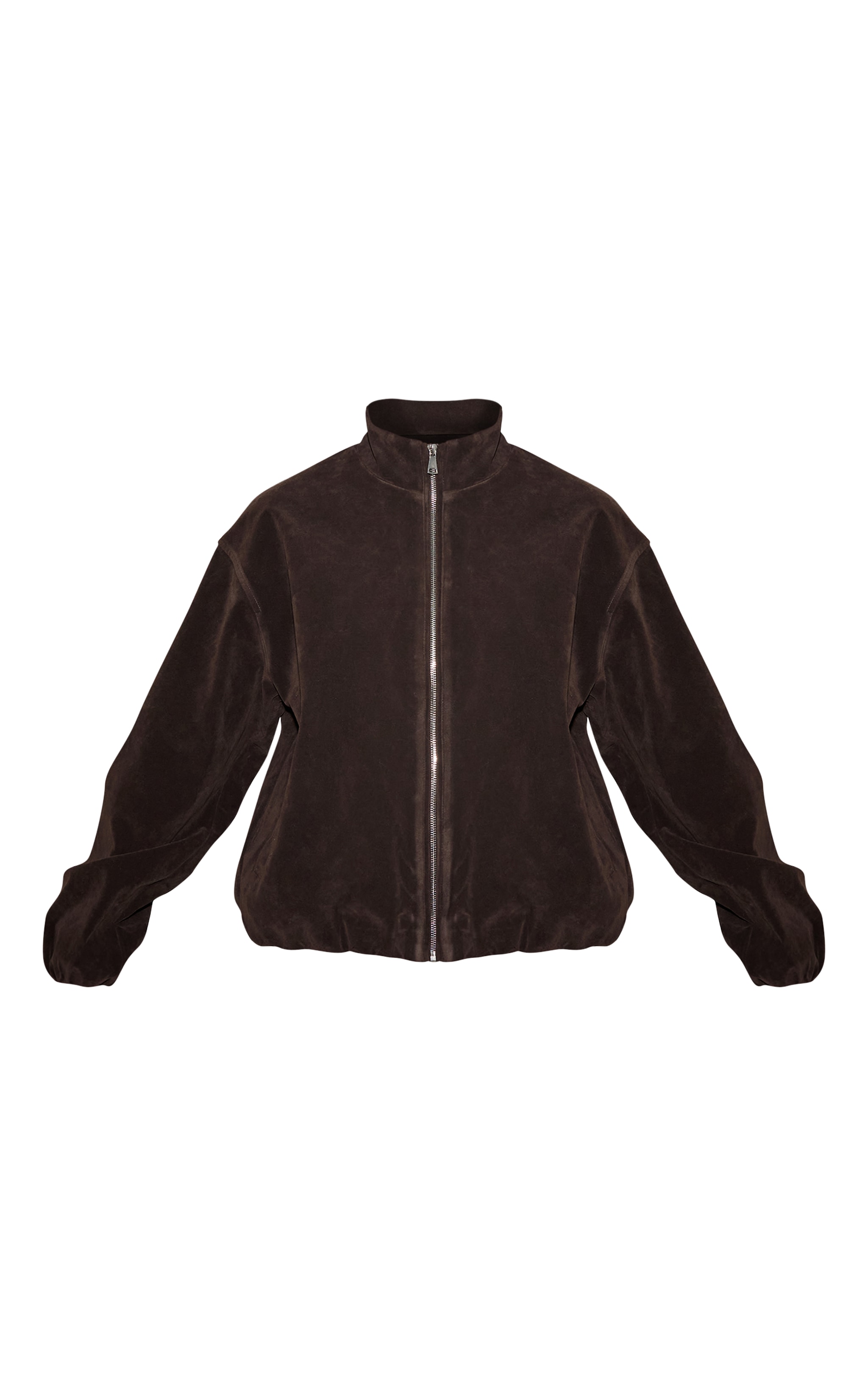 Dark Brown Suede Bomber Jacket image 5