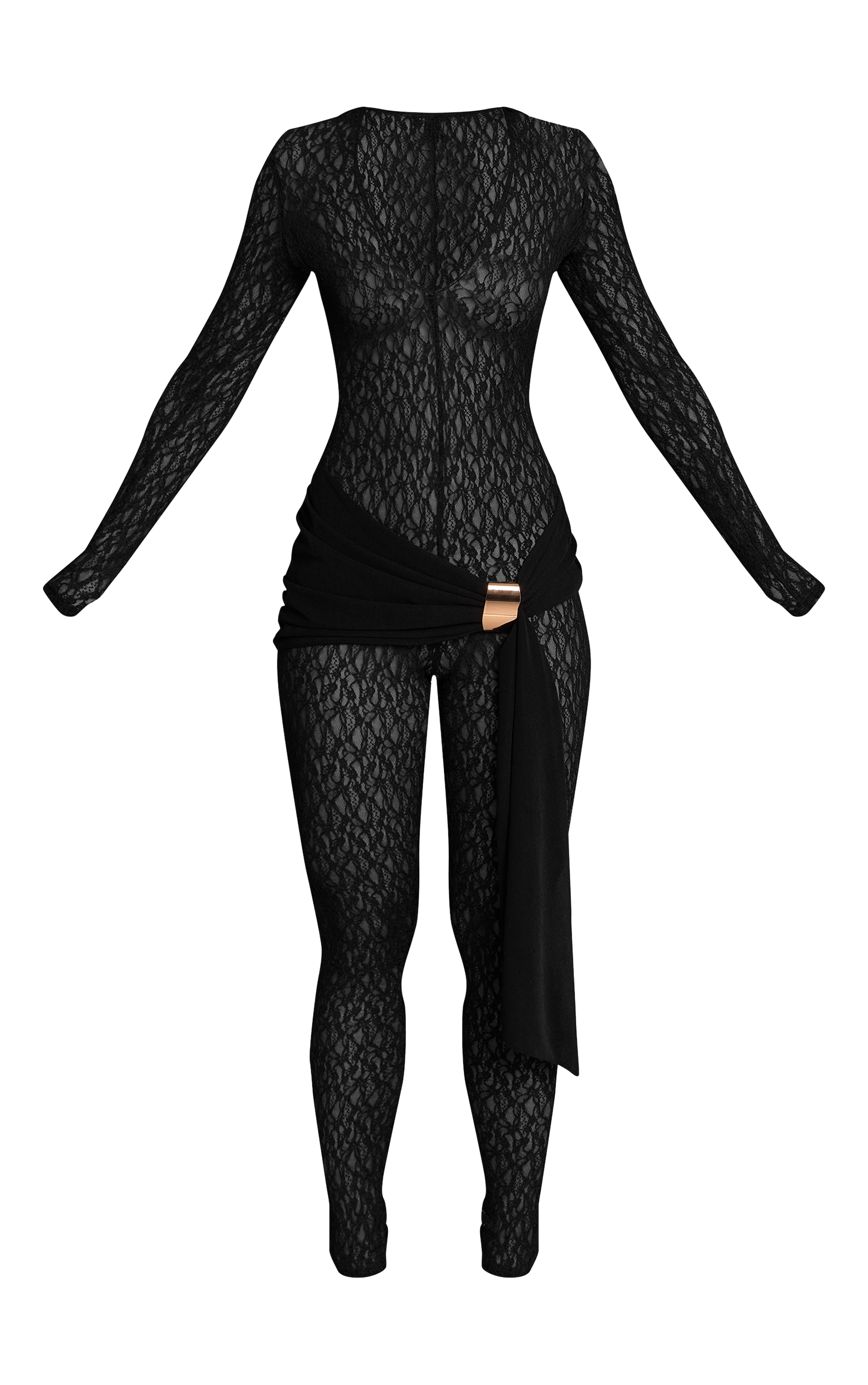 Black Lace Wrap Detail Jumpsuit image 5