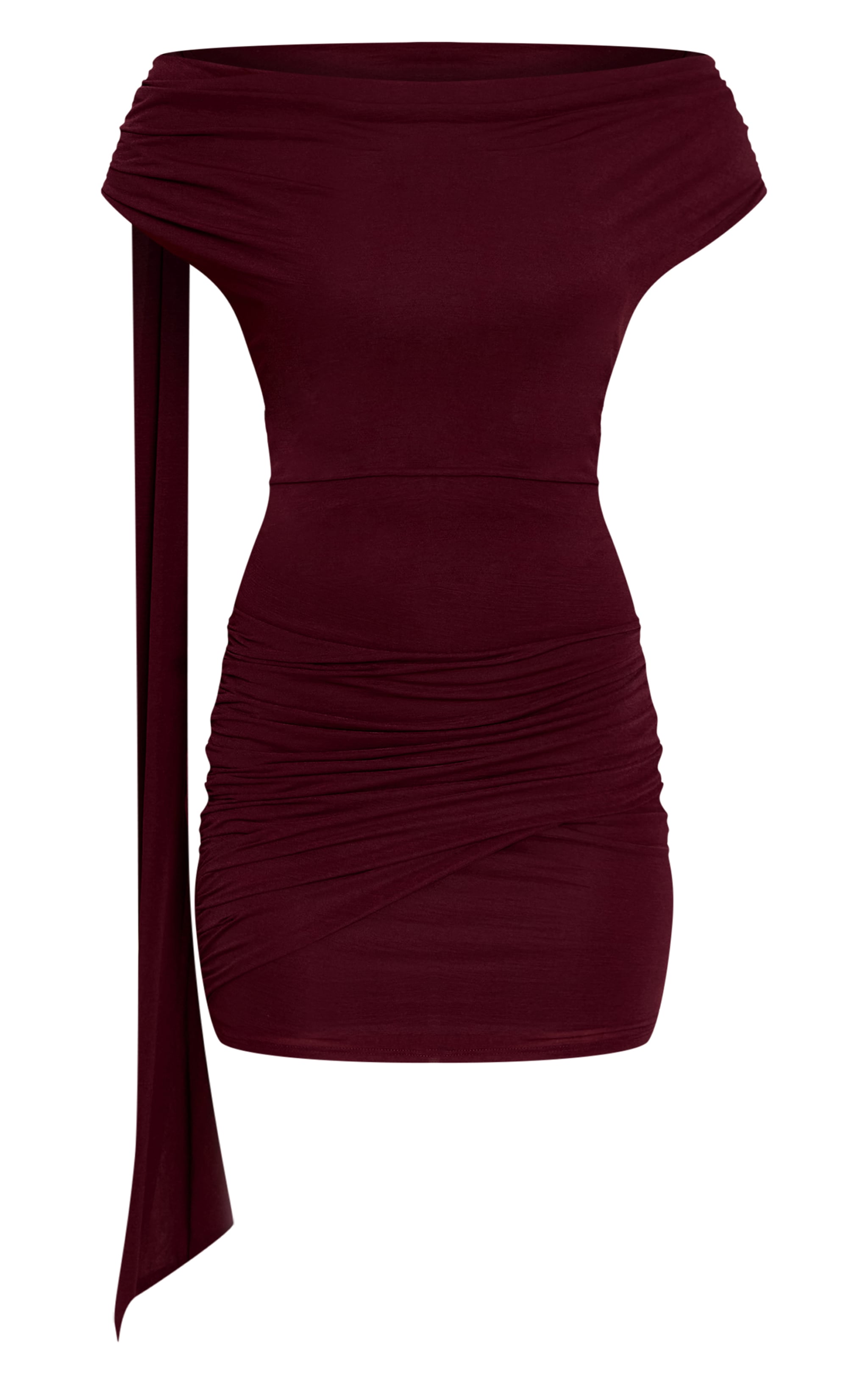 Plum Double Slinky One Sleeve Slinky Mini Dress image 5