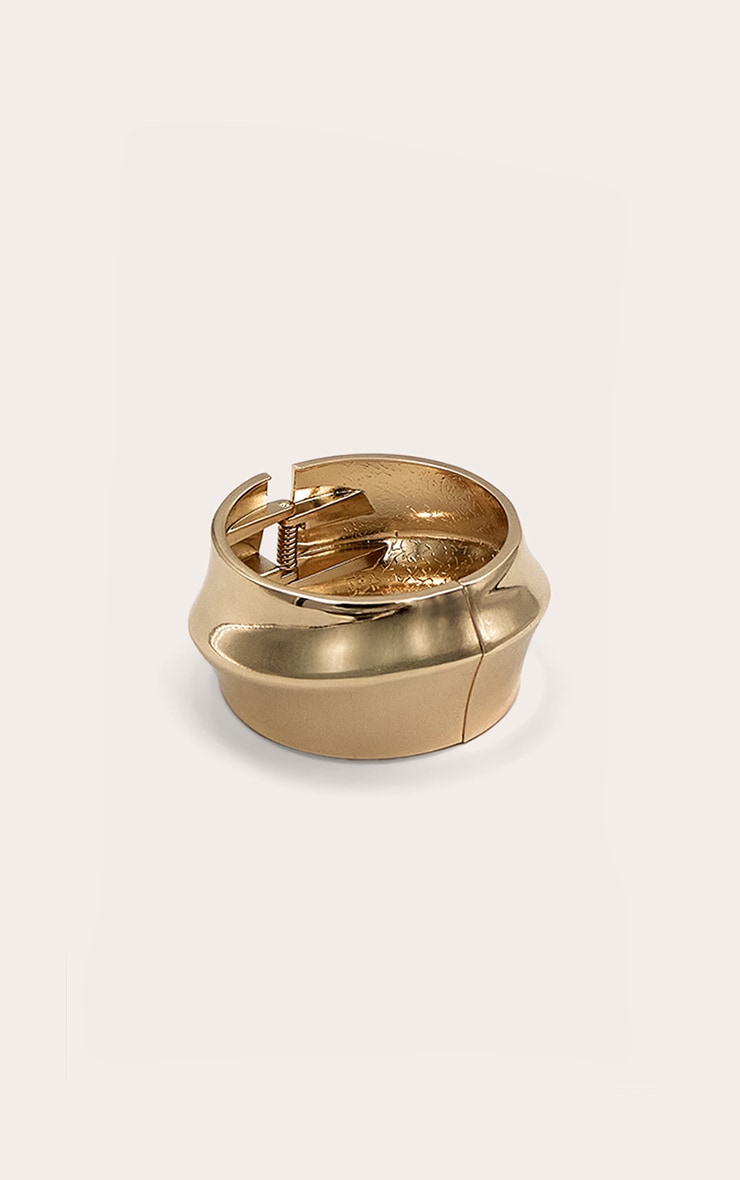 Gold Chunky Asymmetrical Clasp Cuff image 2