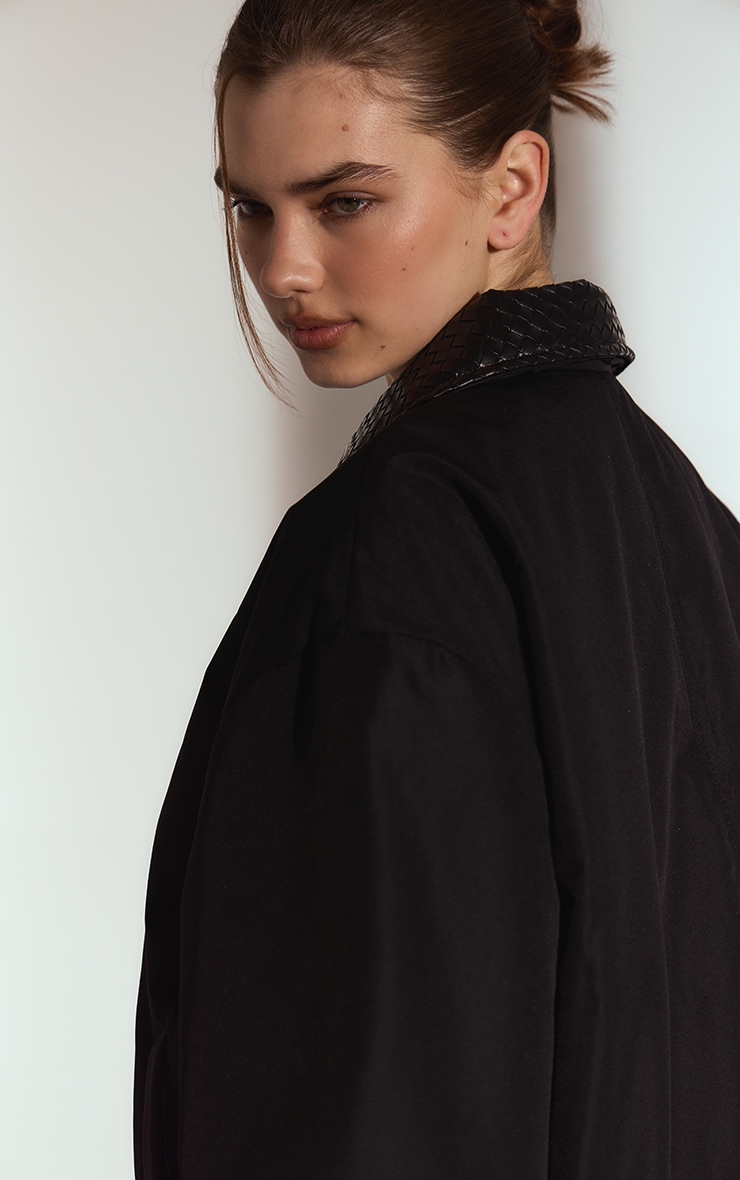 Black Quilted Collar Nylon Bomber image 2