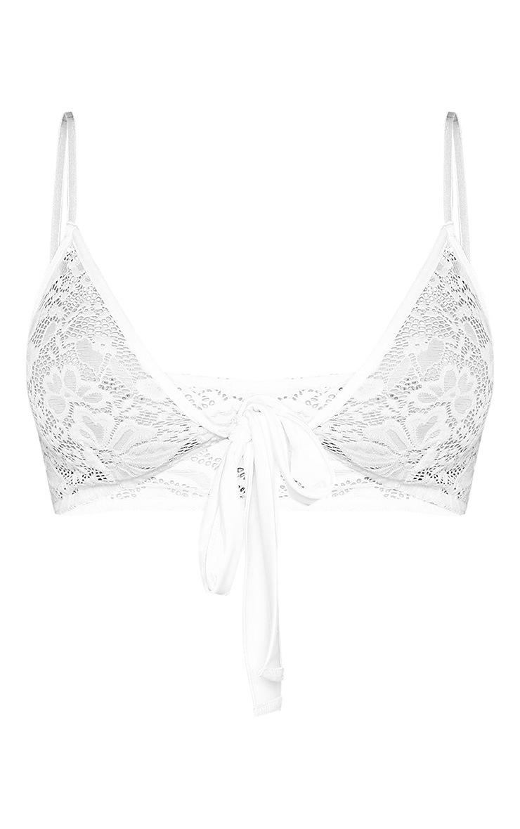 Shape cream lace tie front bra 0 size