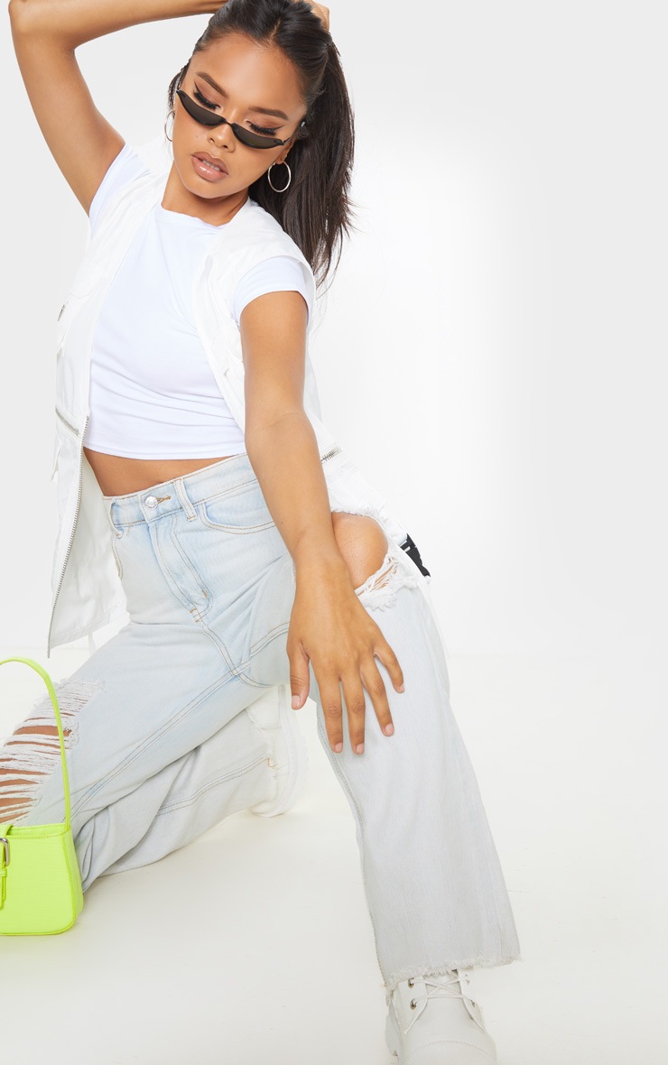 White Cotton Short Sleeve Crop Top Tops PrettyLittleThing