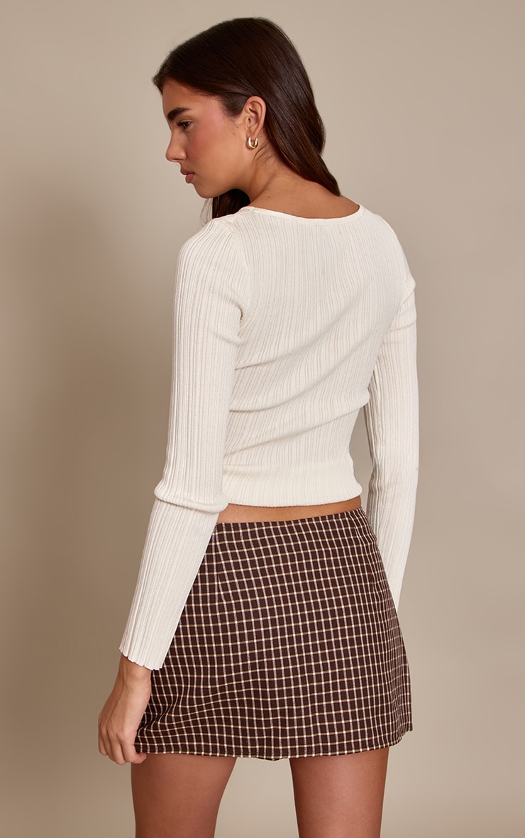 Brown Check Woven Belt Skort  image 3
