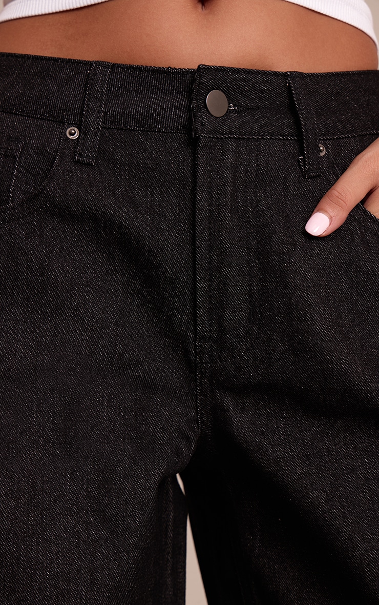 Jean bouffant indigo foncé délavé à taille basse image 4