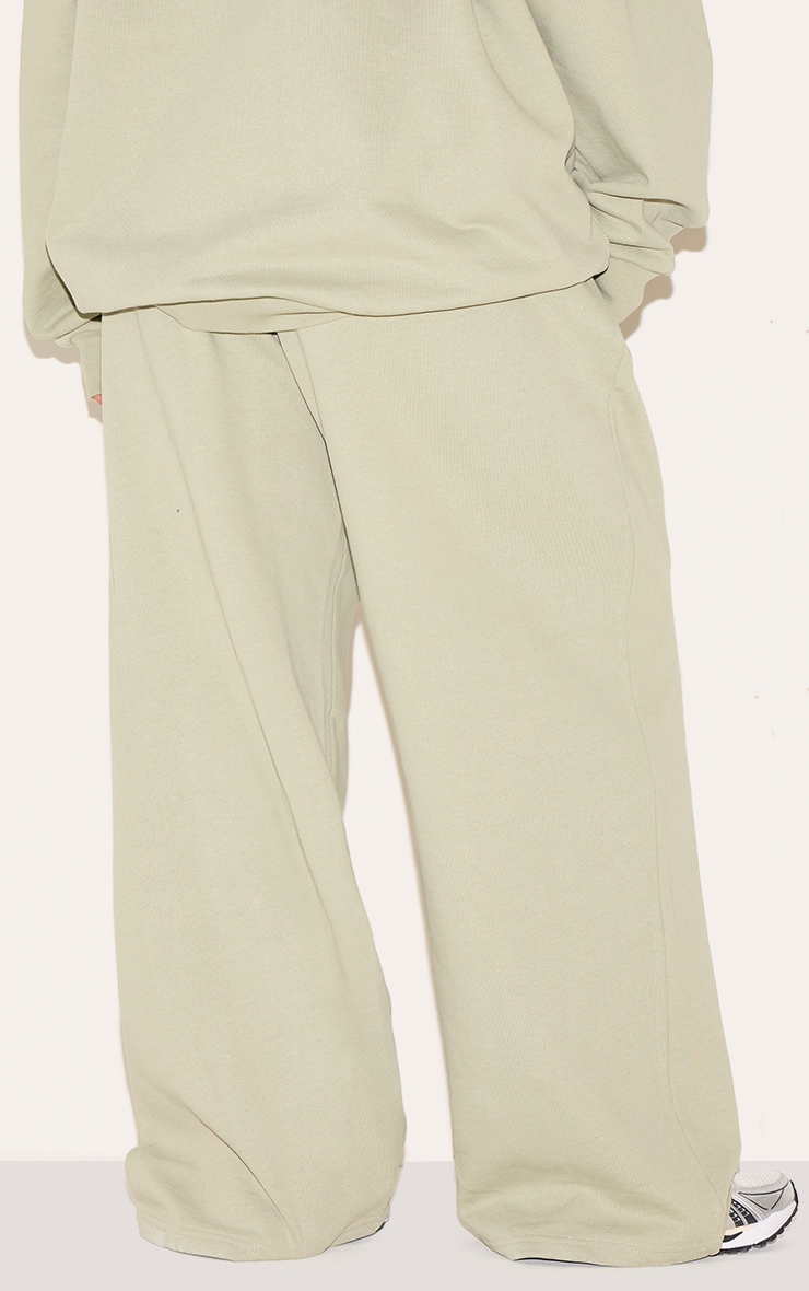 Plus Khaki Premium Embroidered Norway Wide Leg Track Pants image 3