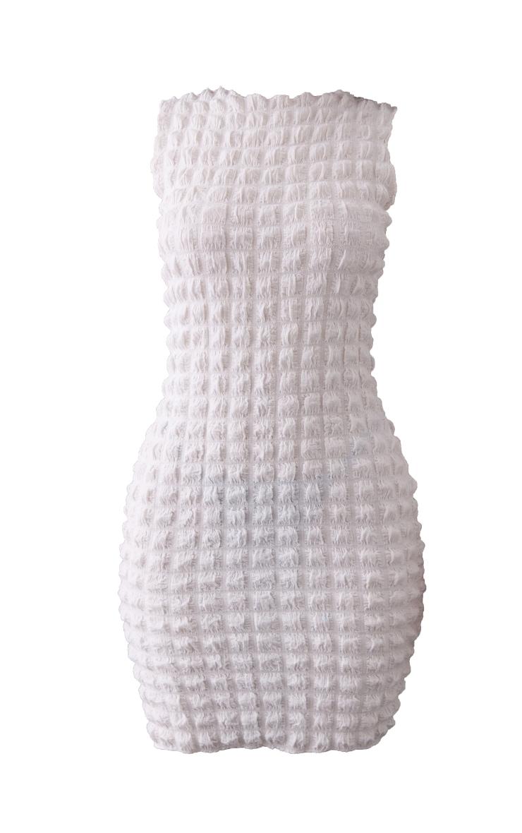 Petite Ivory Bubble Jersey Sleeveless Mini Dress image 5