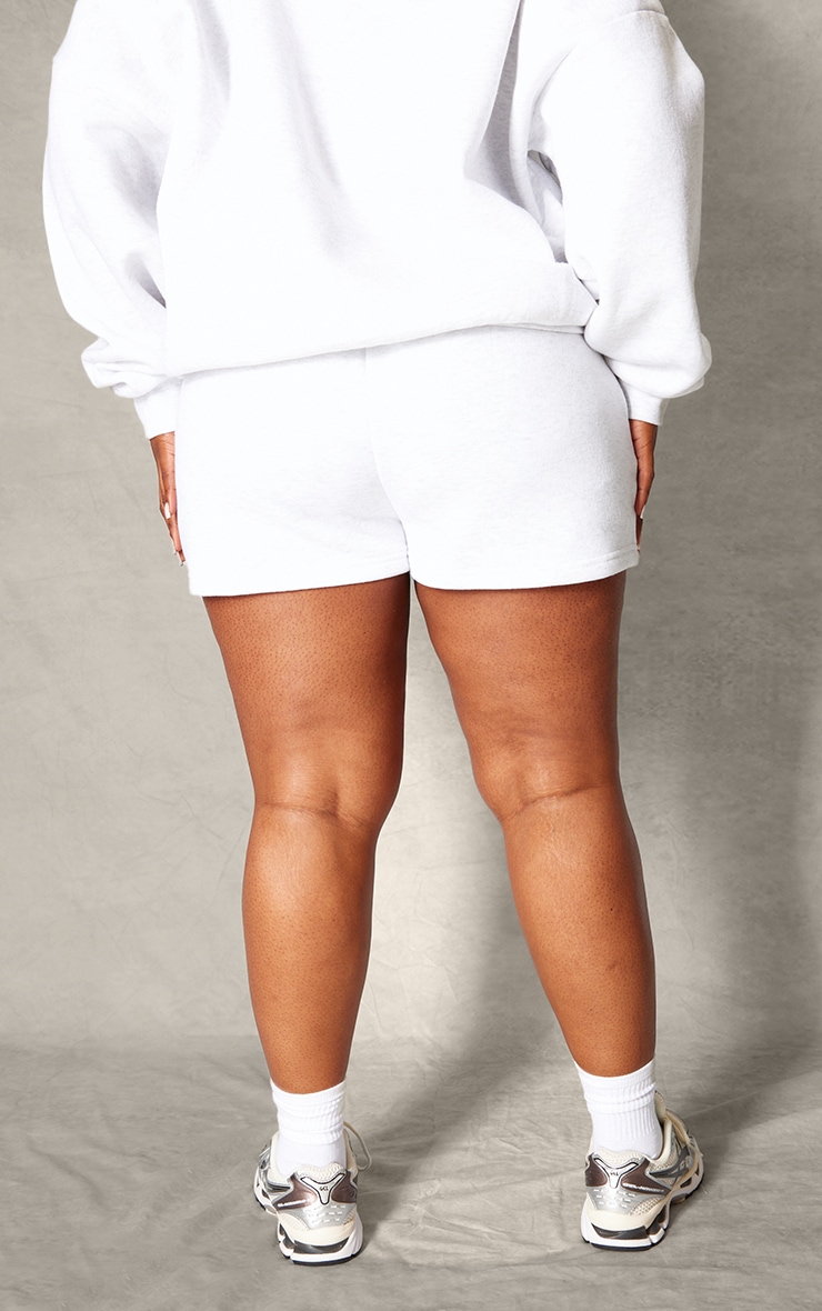 PRETTYLITTLETHING Plus Ash Grey Logo Oversized Sweat Shorts image 3