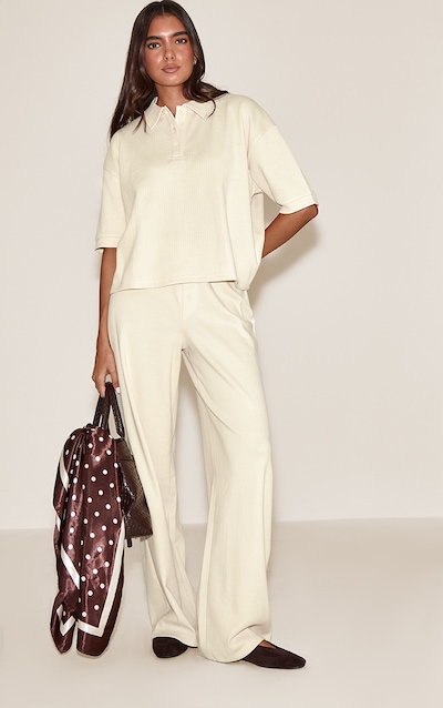 Butter Cream Button Wide Leg Pant