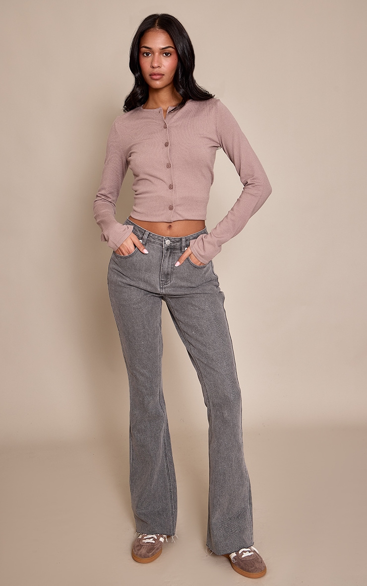 Tall Taupe Button Through Fine Knit Cardigan image 3