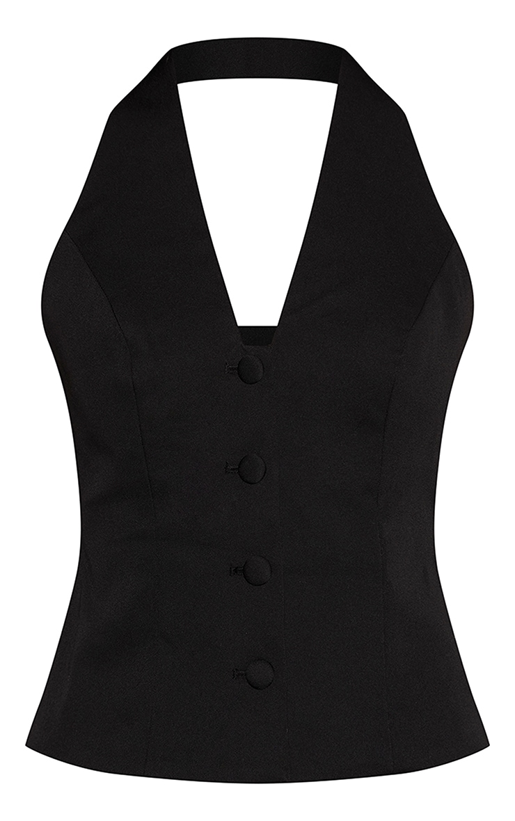Black Halter Neck Button Down Waistcoat image 5
