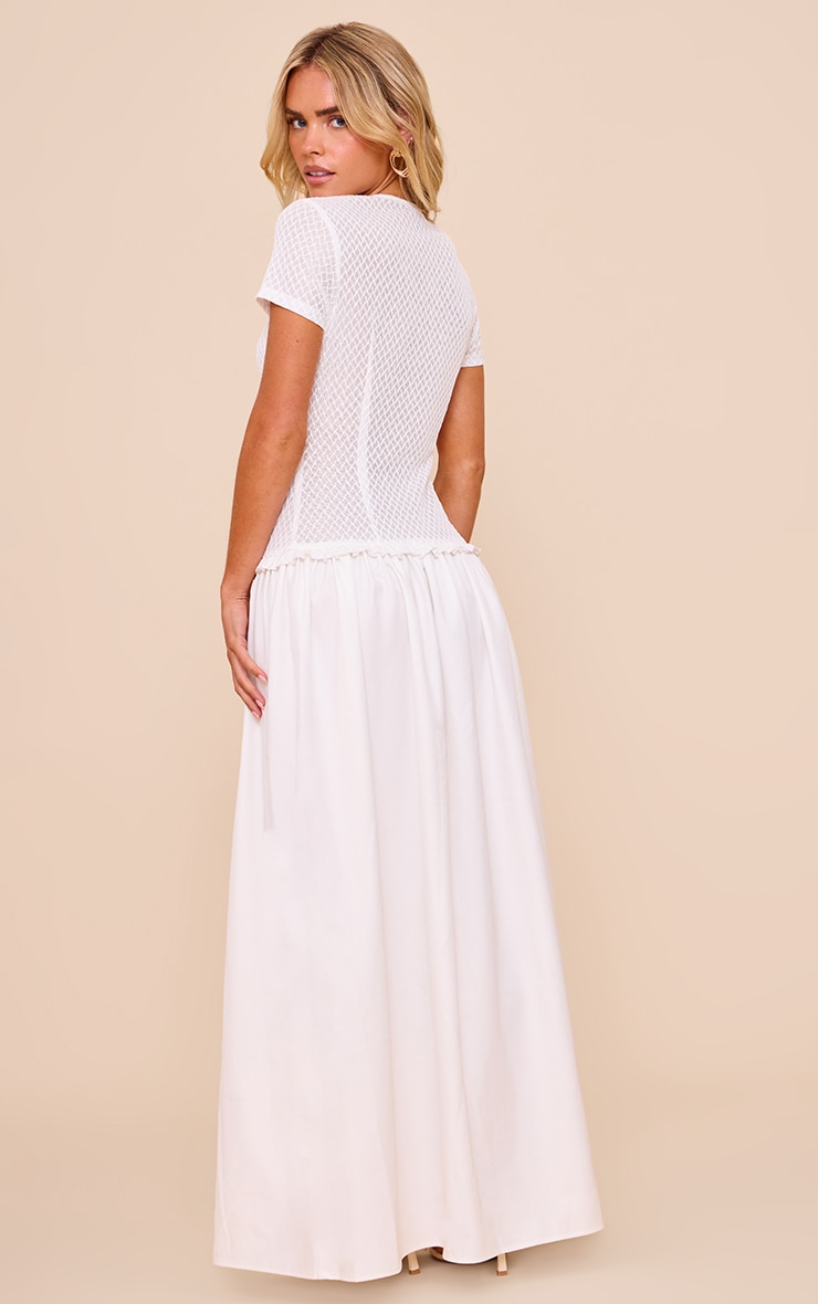 Petite White Hook & Eye Detail Drop Waist Maxi Dress image 2