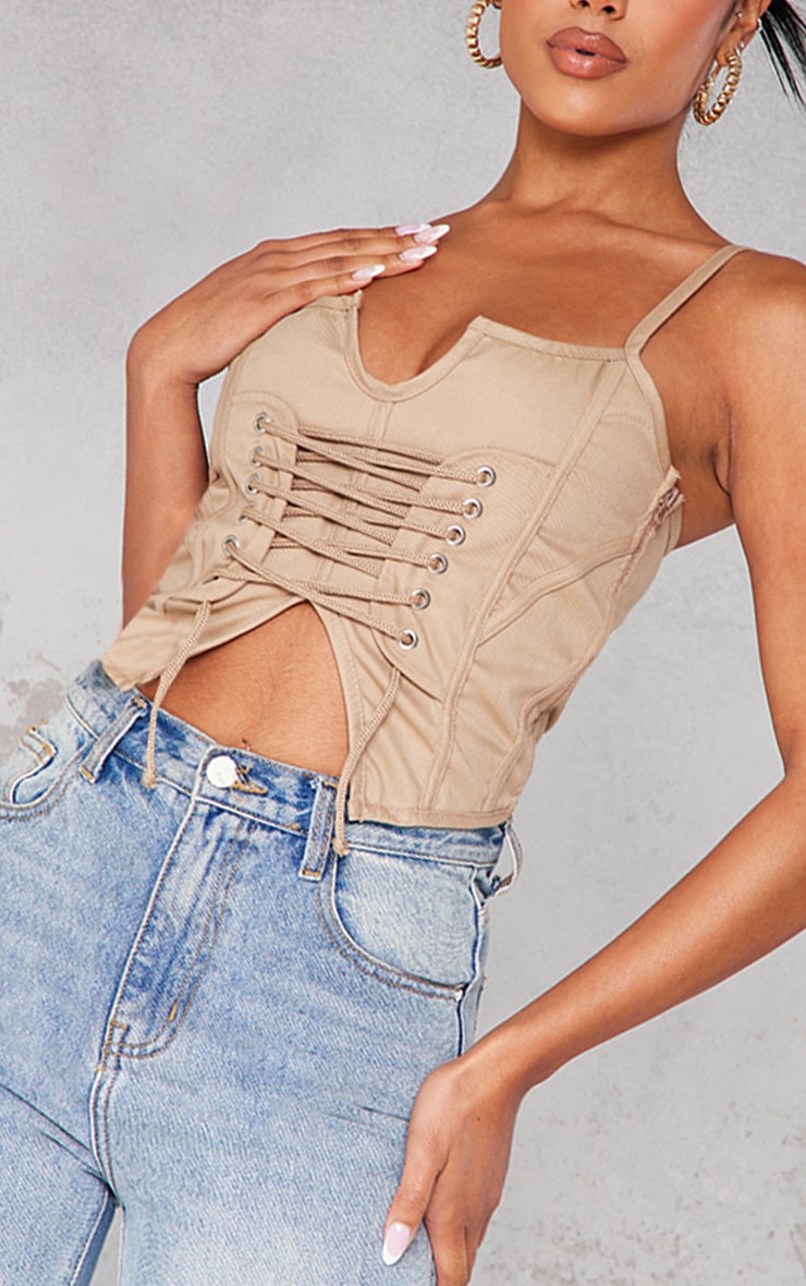 Deep Stone Cargo Lace Up Corset image 4