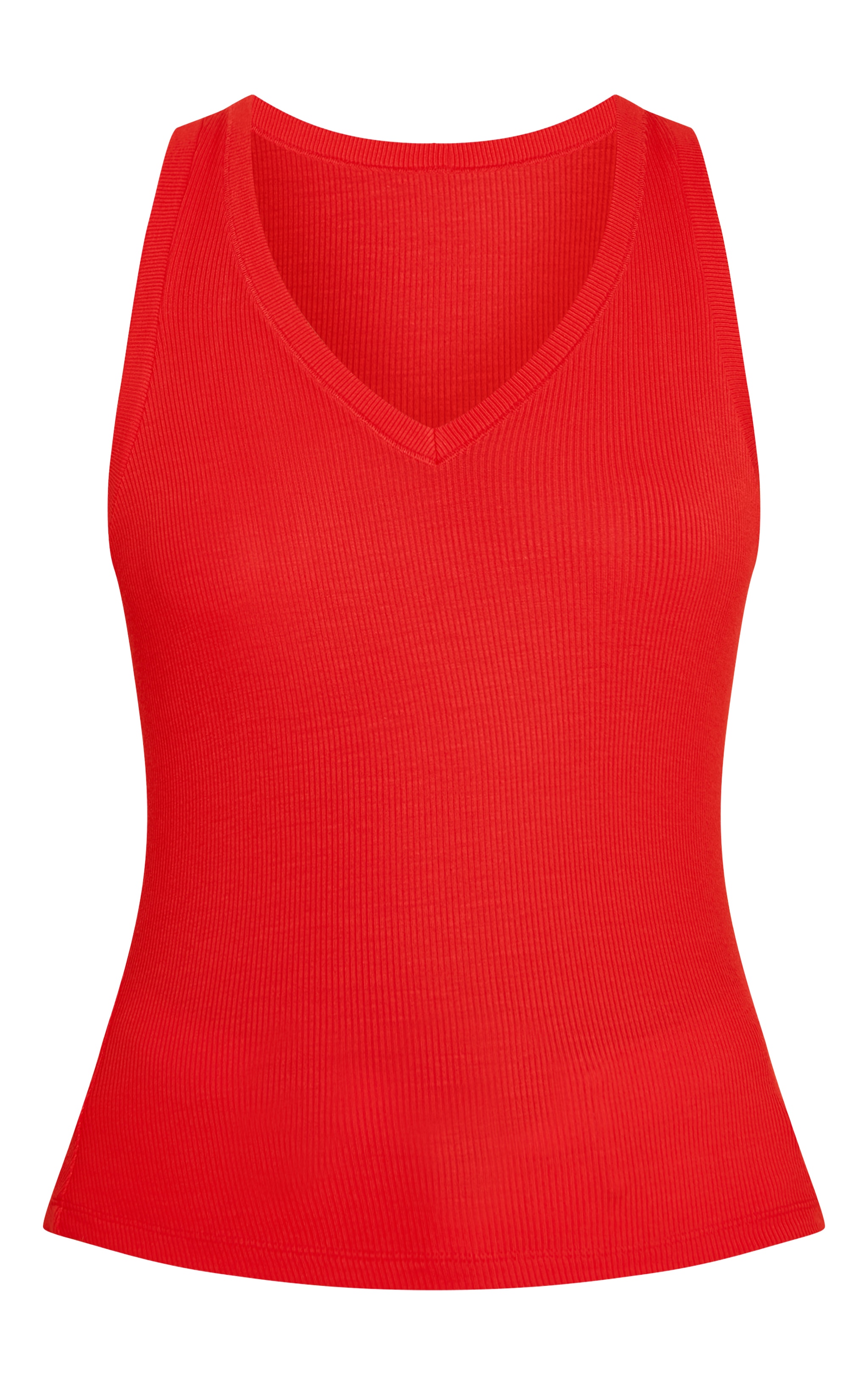 Tomato Red Soft Rib V Neck Vest Top image 5