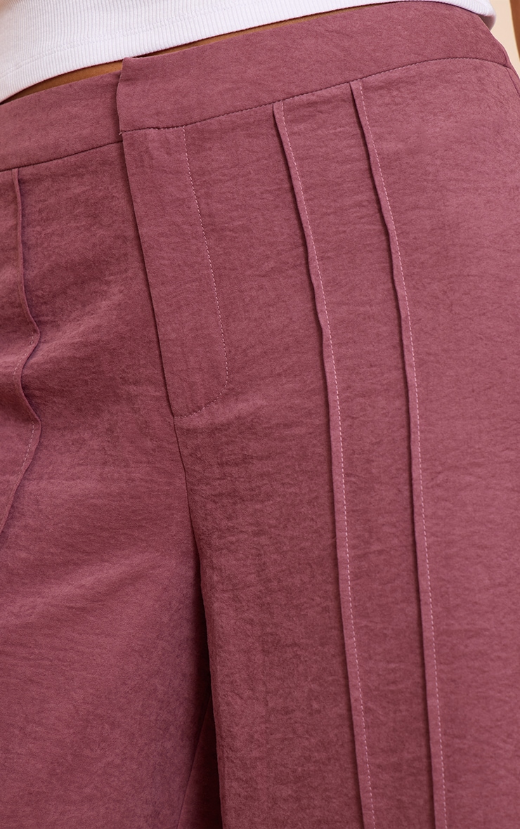 Deep Purple Peachskin Seam Detail Straight Leg Pants image 4