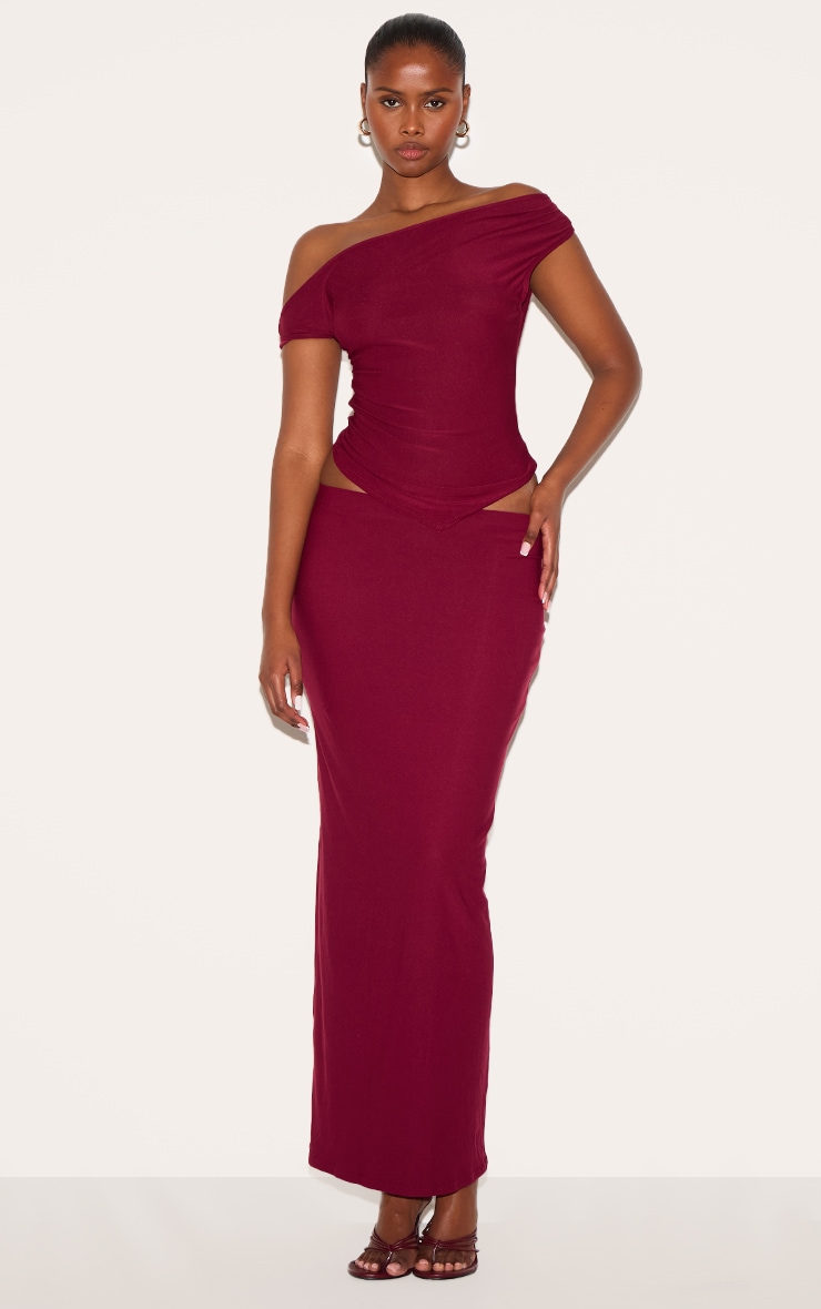 Burgundy Soft Touch Sleeveless Asymmetric Top image 3