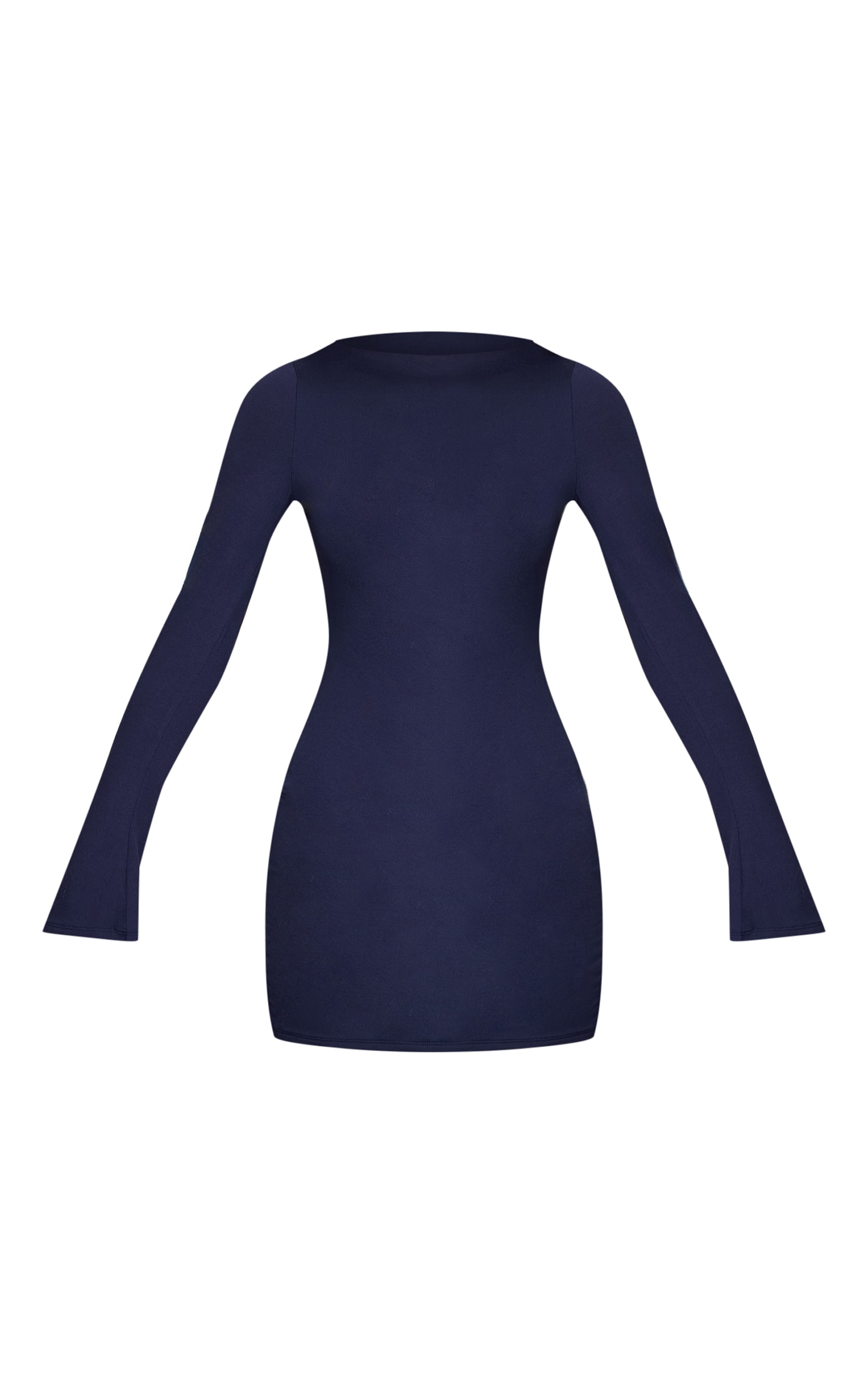 Navy Soft Touch Jersey Long Sleeve Bodycon Dress image 5
