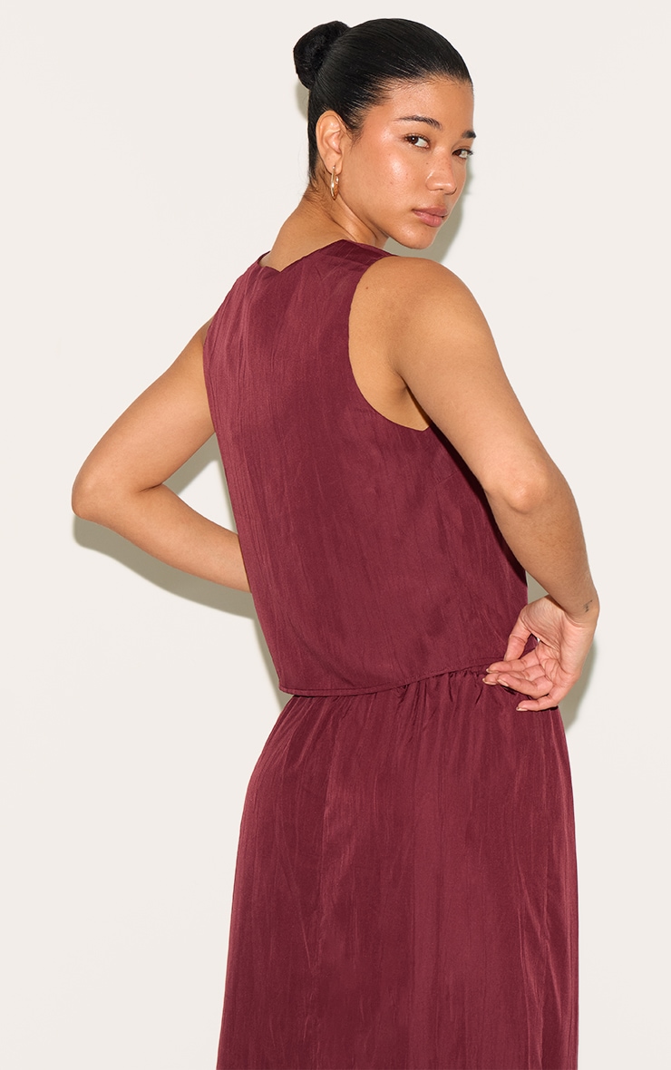 Plum Textured Tie Detail Vest image 2