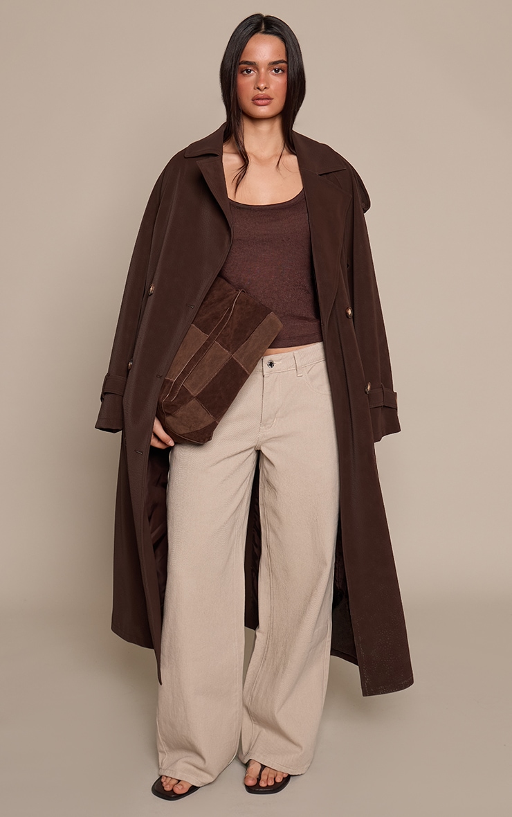 Dark Chocolate  Marl Slub Jersey Scoop Neck Vest Top  image 3