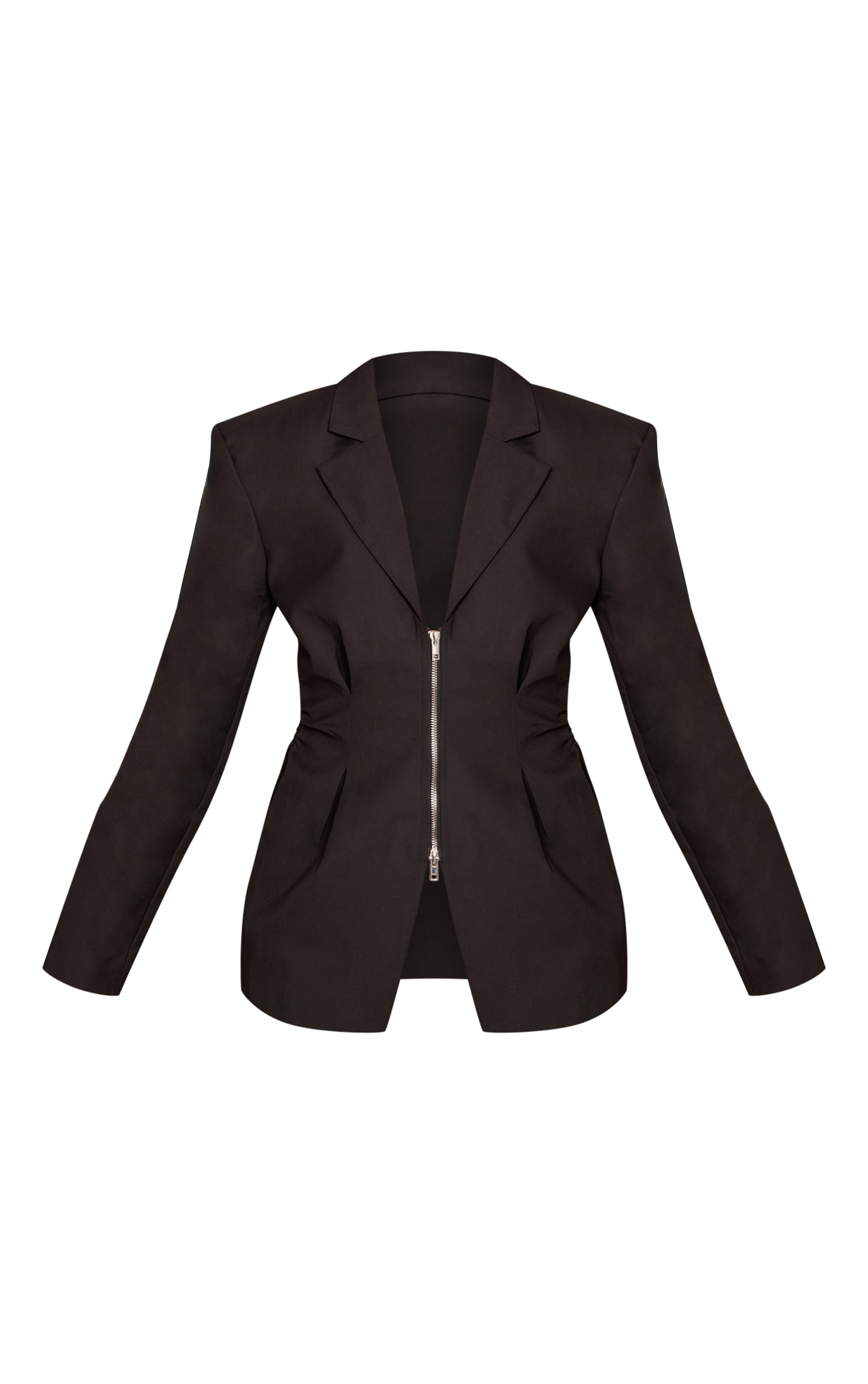 Black Double Zip Cinched Blazer image 5