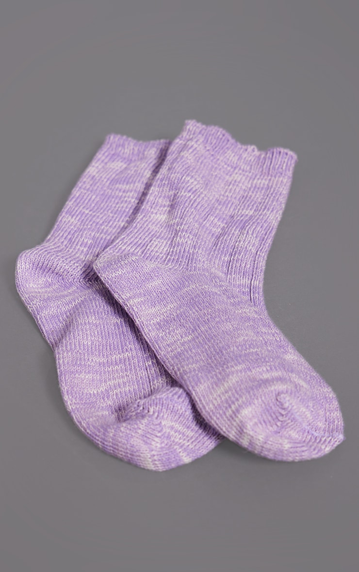 Lilac Space Dye Thick Socks, Lilac