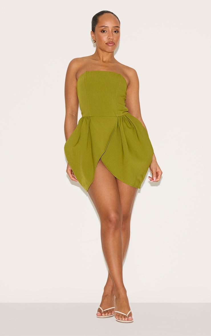 Shape Olive Woven Bandeau Tulip Mini Dress image 3