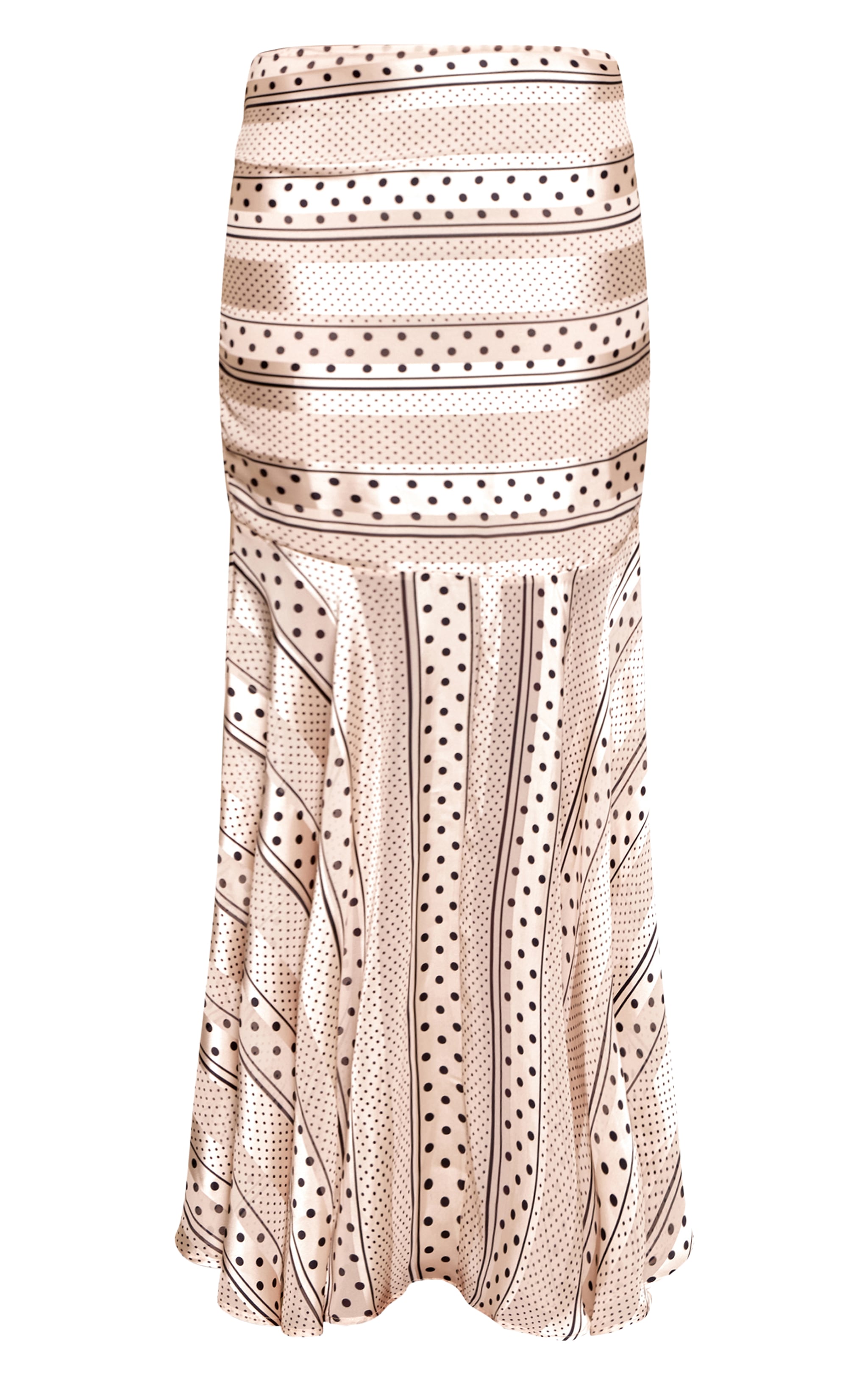 Champagne Multi Polka Dot Fishtail Maxi Skirt image 5