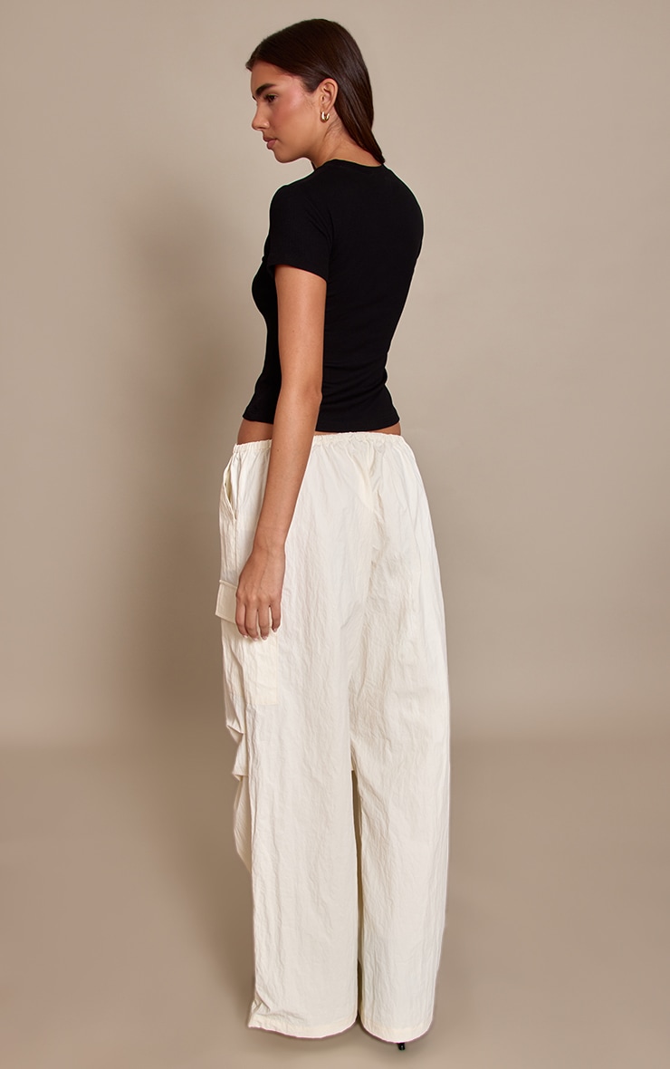 Cream Parachute Oversized Cargo Pocket Pant image 3
