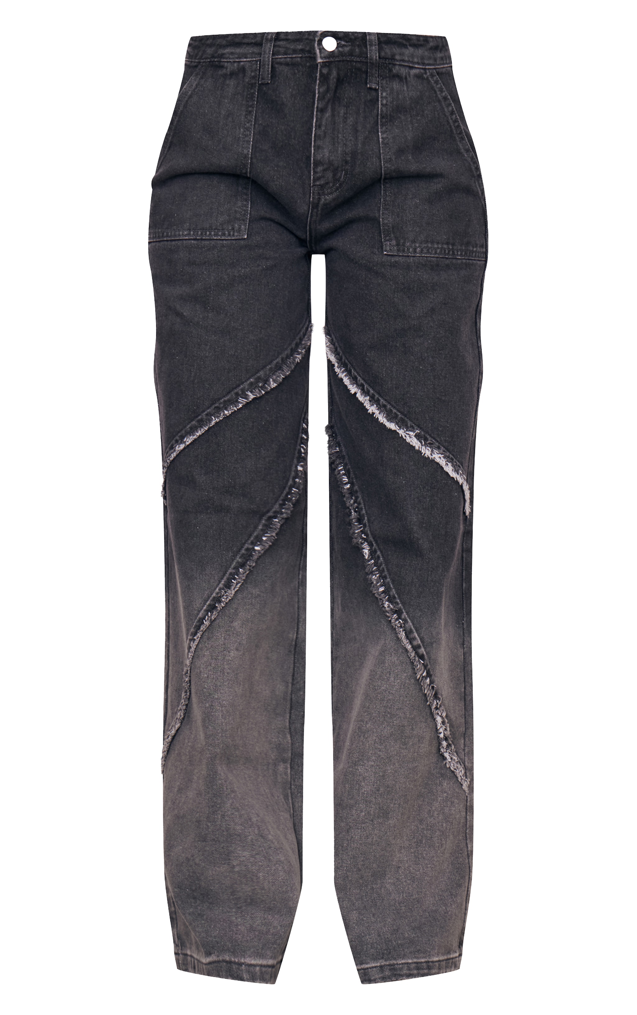 Tall Vintage Black Wash Low Rise Raw Seam Detail Wide Leg Jeans image 5