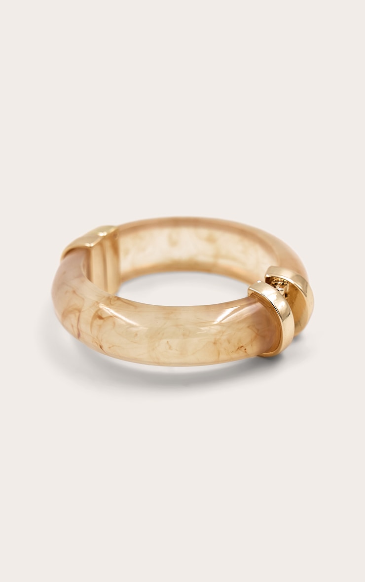 Brown Resin Gold Trim Clasp Bangle image 3