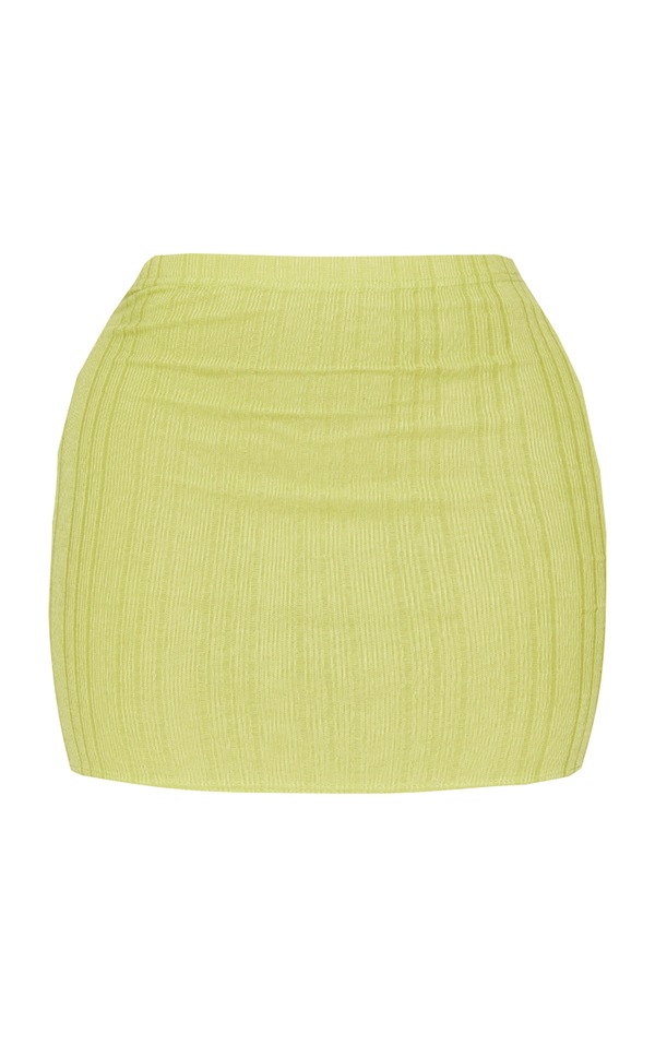 Shape Lime Green Knit Ladder Micro Mini Skirt PrettyLittleThing