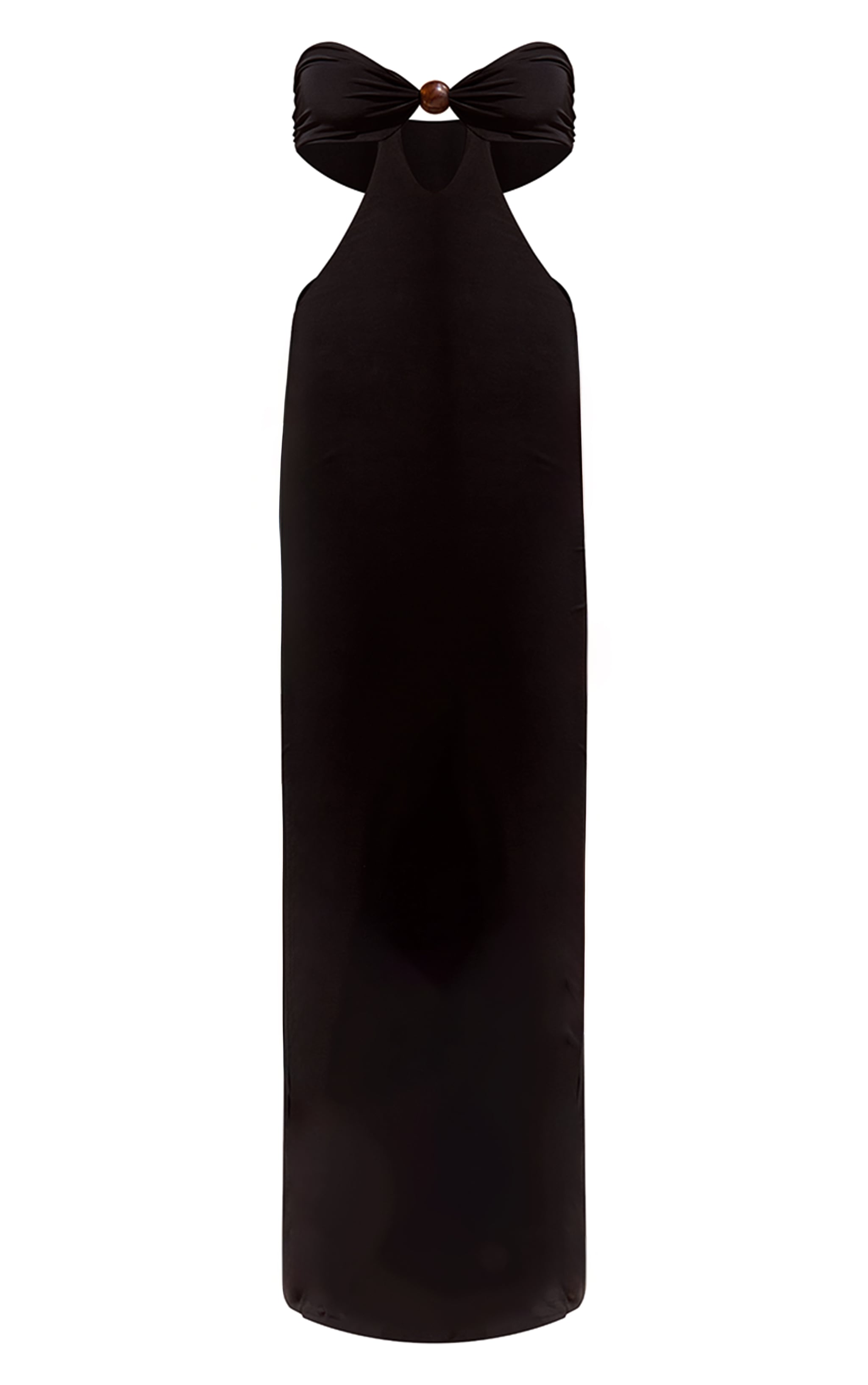 Black Slinky Bead Detail Cut Out Bandeau Maxi Dress image 5