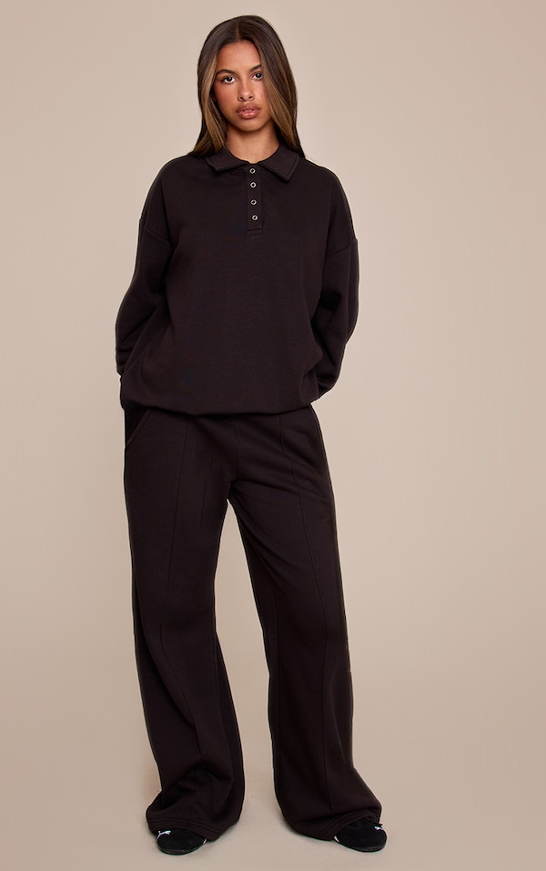 Petite Black Popper Button Cuffed Joggers