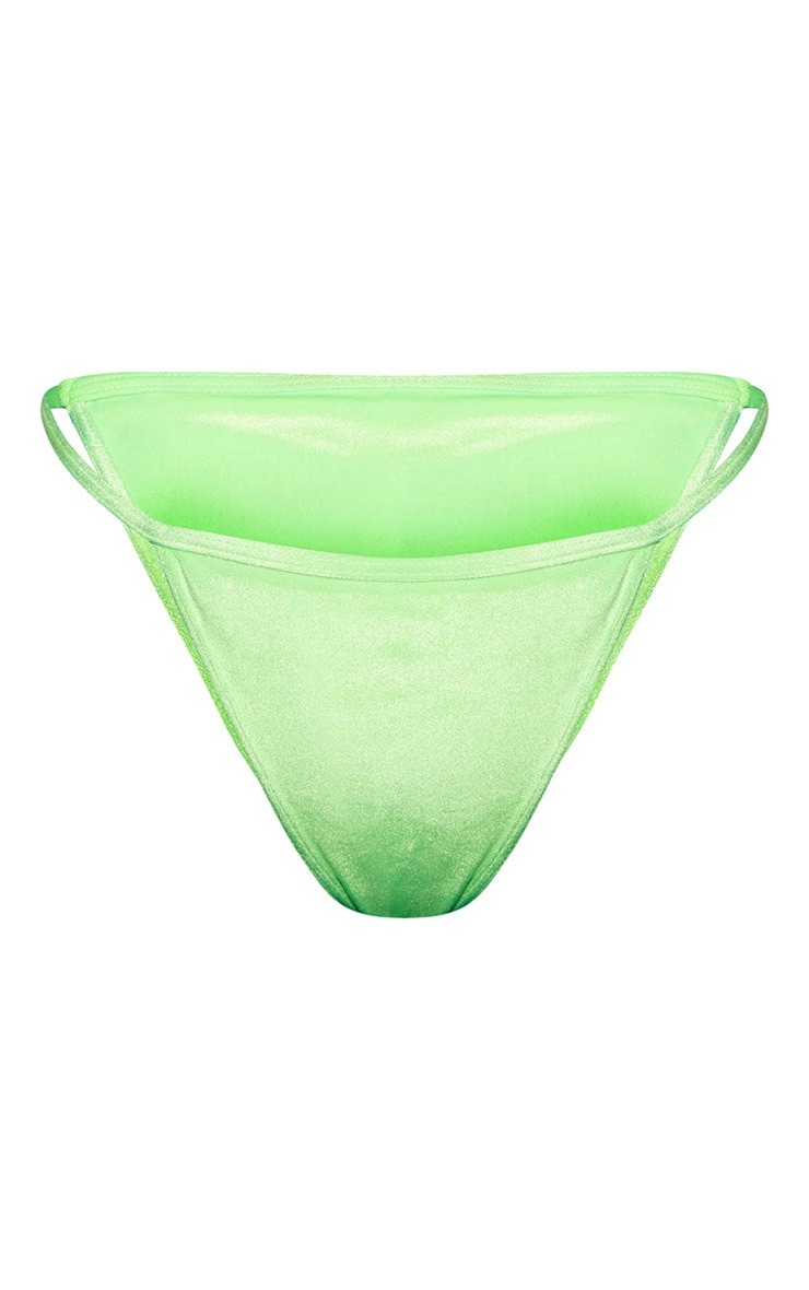 Neon Green Velvet High Leg Bikini Bottom | PrettyLittleThing