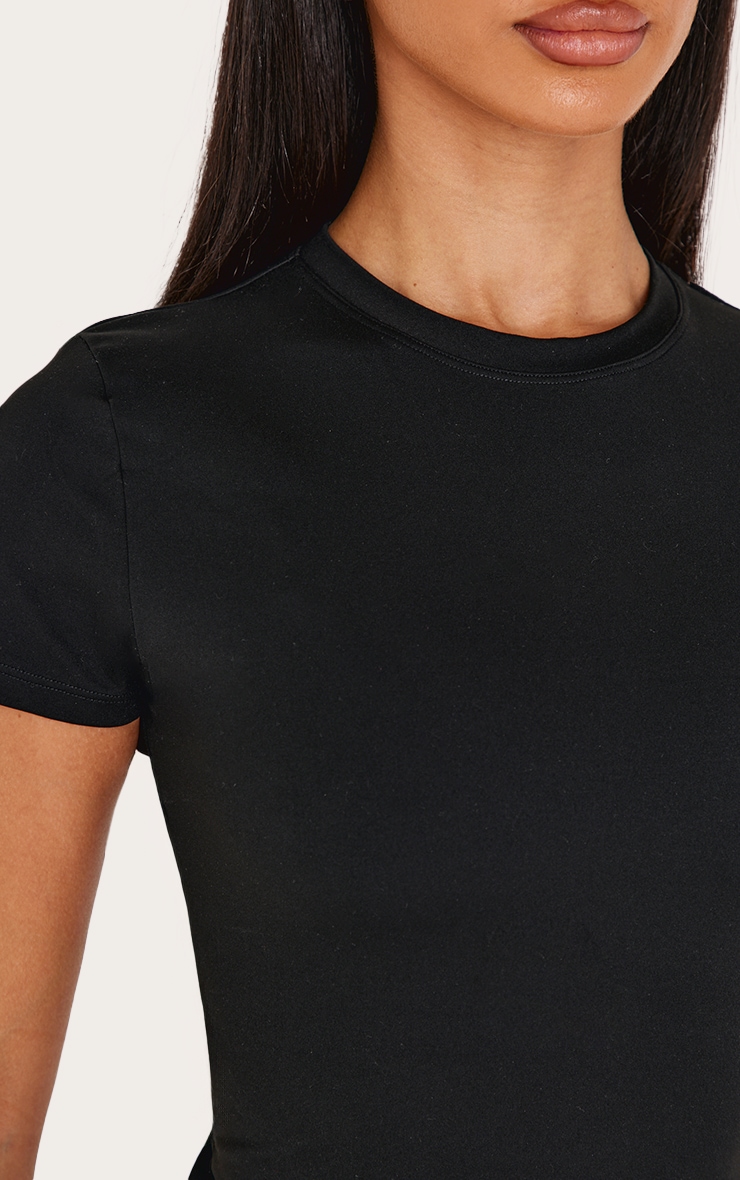 Petite Black Sculpt Longline Short Sleeve Gym Top image 4