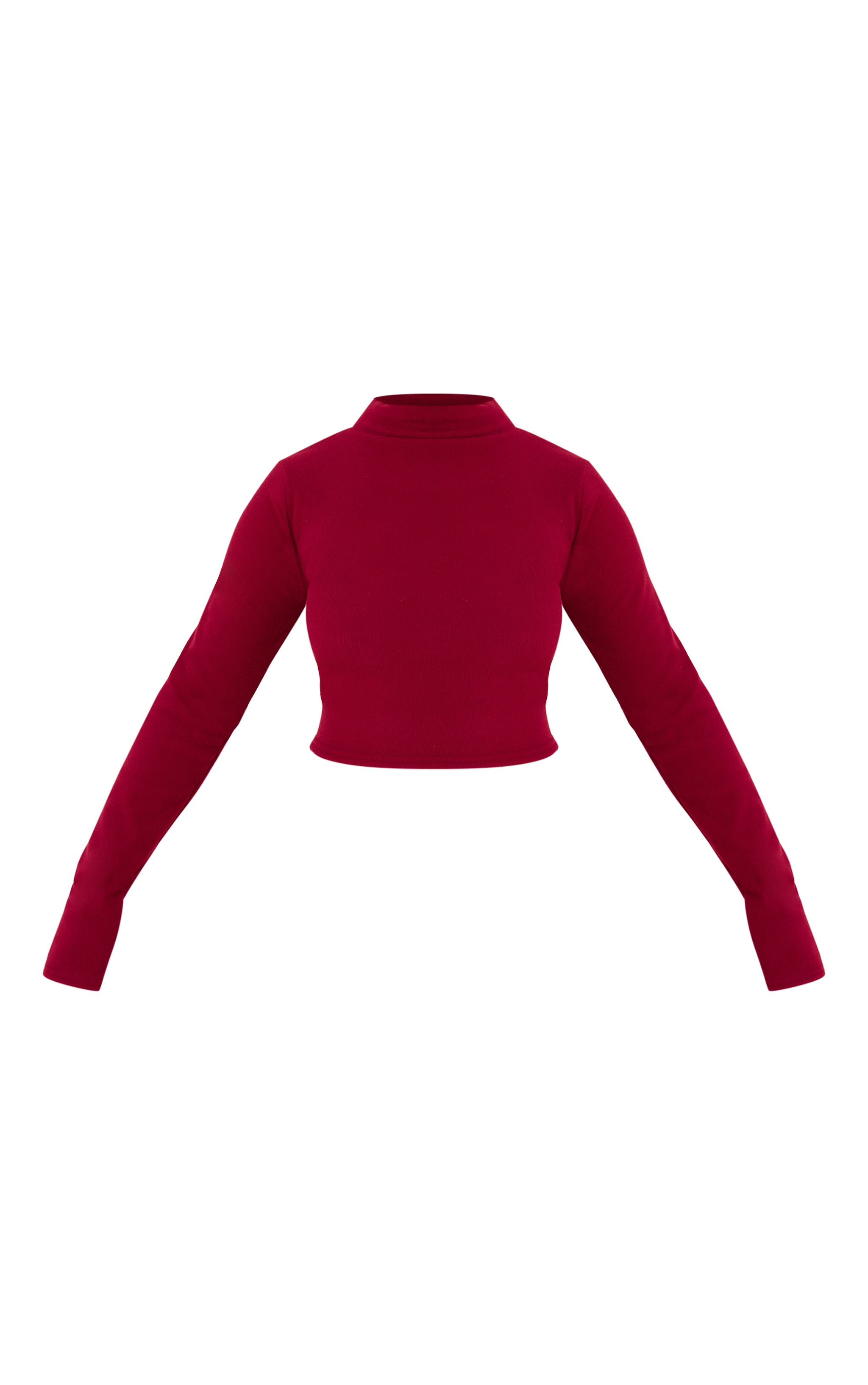 Shape Burgundy Micro Rib Long Sleeve Polo Top image 5