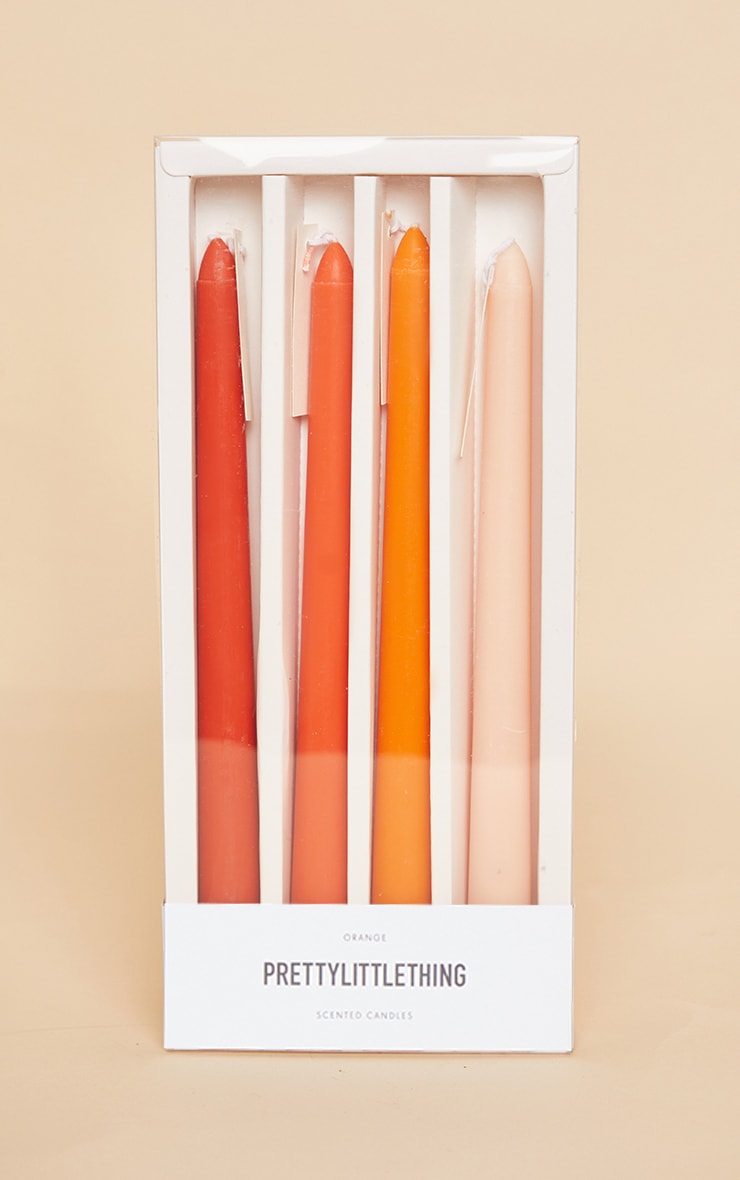 PRETTYLITTLETHING Orange Set Of 4 Tonal Candlesticks image 4