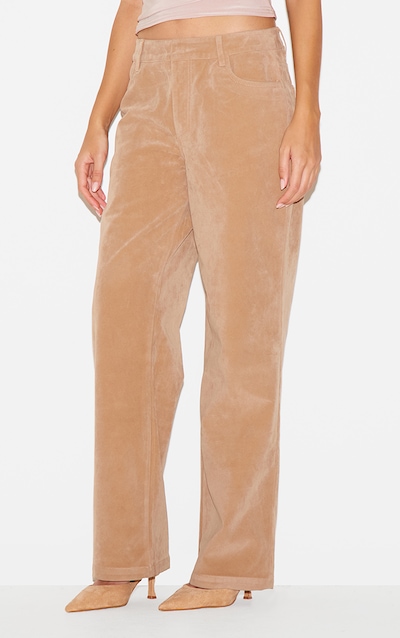 Sand Faux Suede Mid Rise Straight Leg Pants