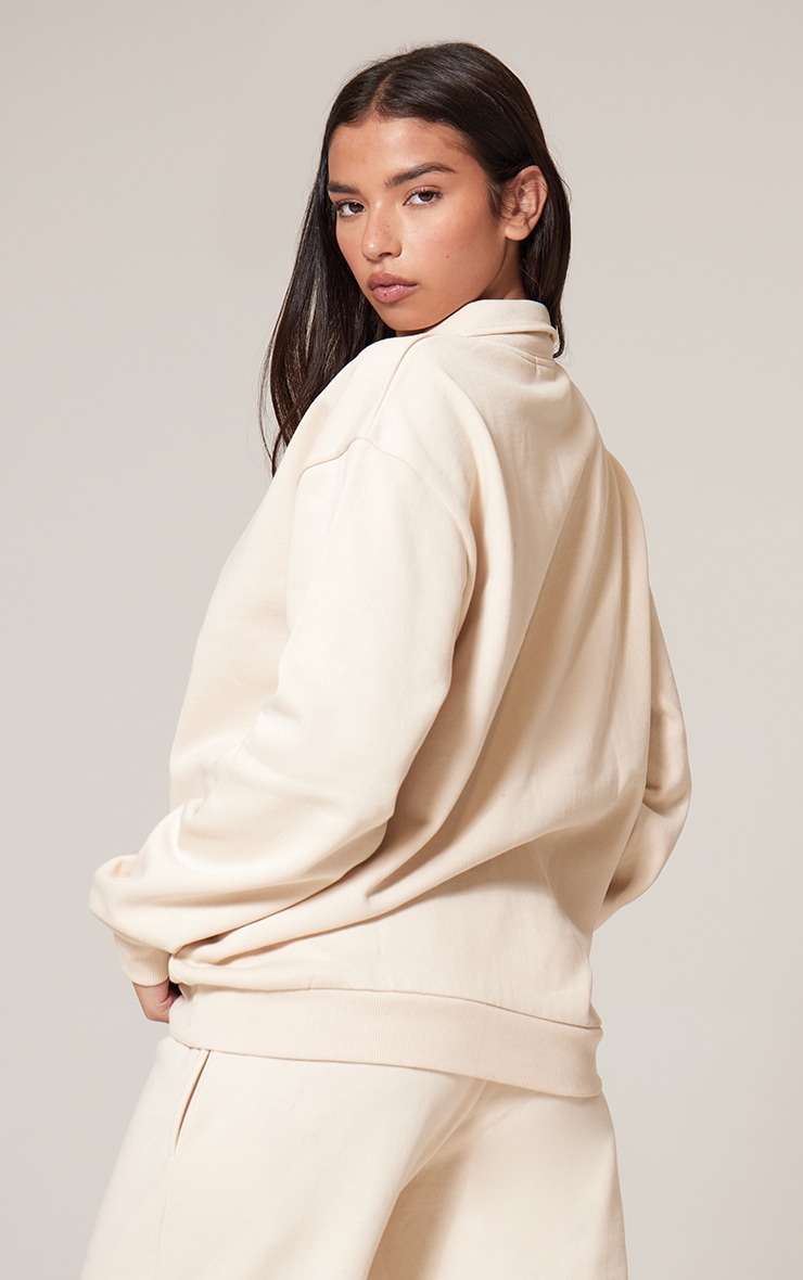 Ecru Premium Collared Oversized Sweatshirt image 2