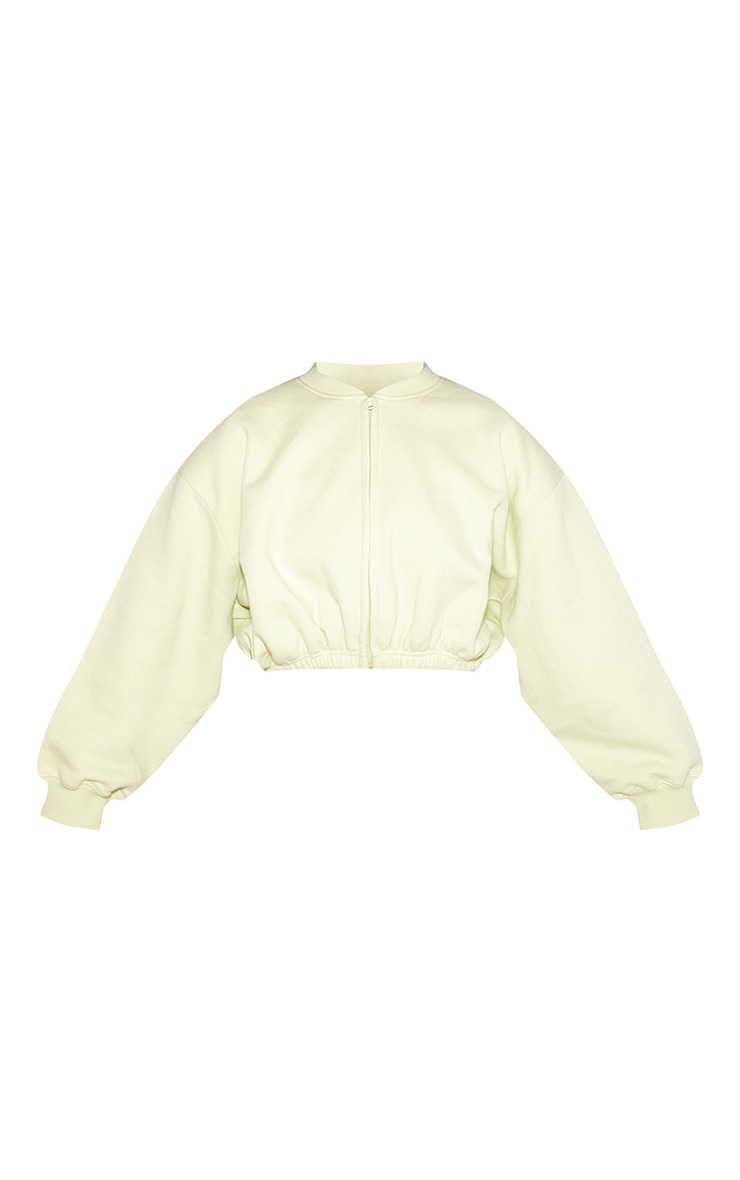 Lime Drawcord Waist Cropped Zip Up Sweatshirt image 5