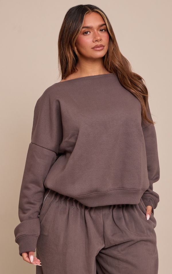 Shape Charcoal Grey Sweat Raw Edge Slouch Sweatshirt