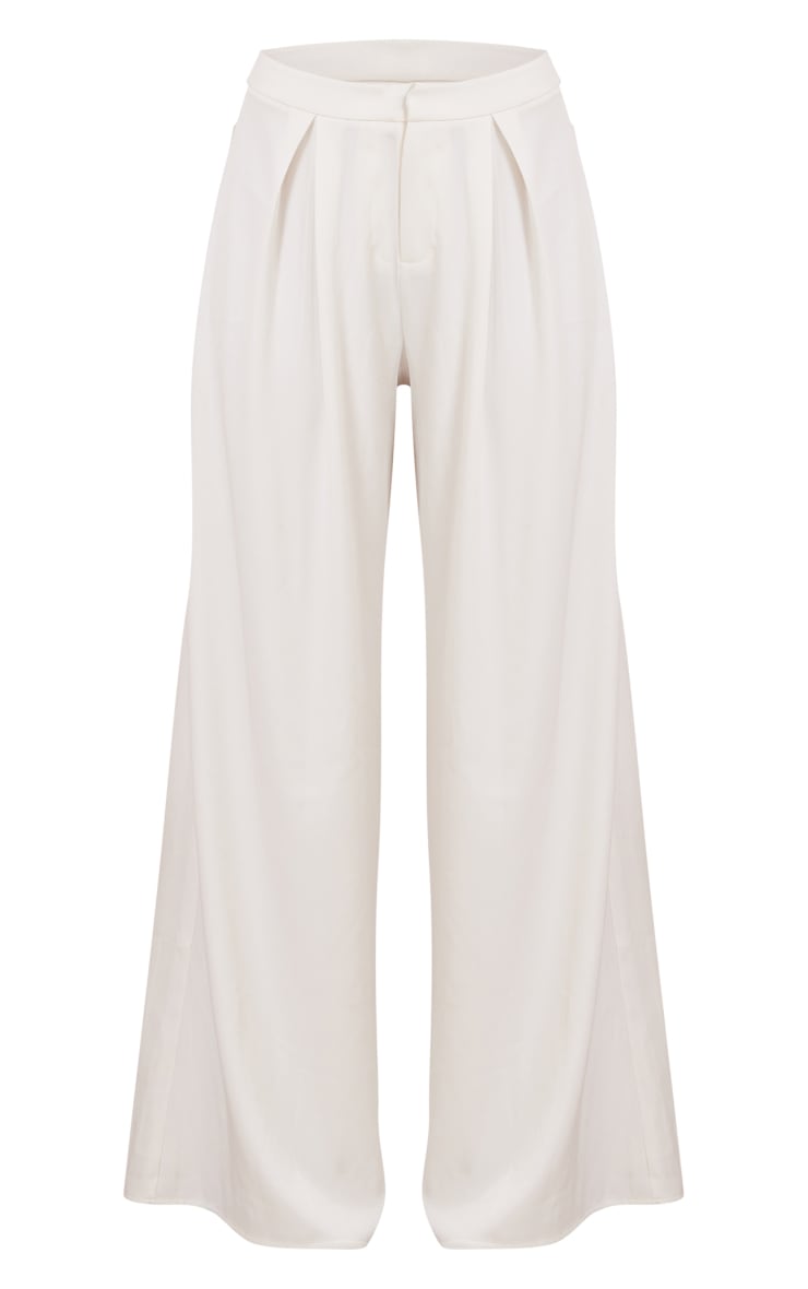 White Split Extreme Wide Leg High Waisted Pants image 5
