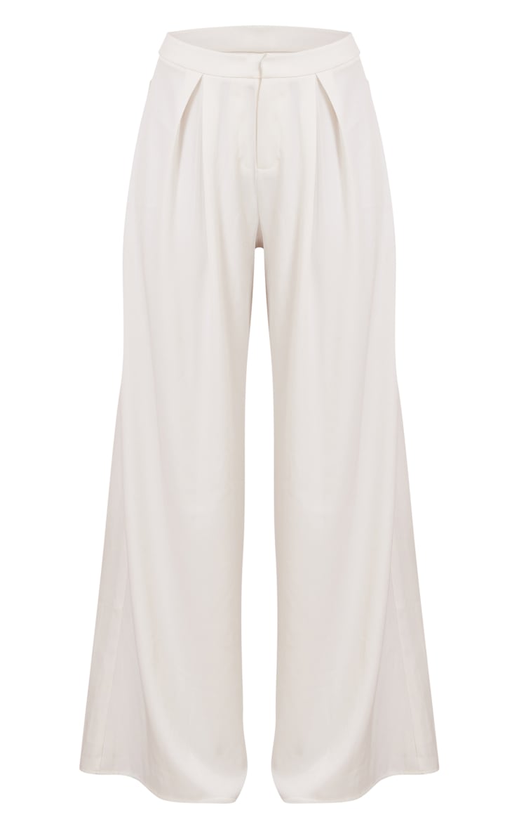 White Split Extreme Wide Leg High Waisted Pants image 5