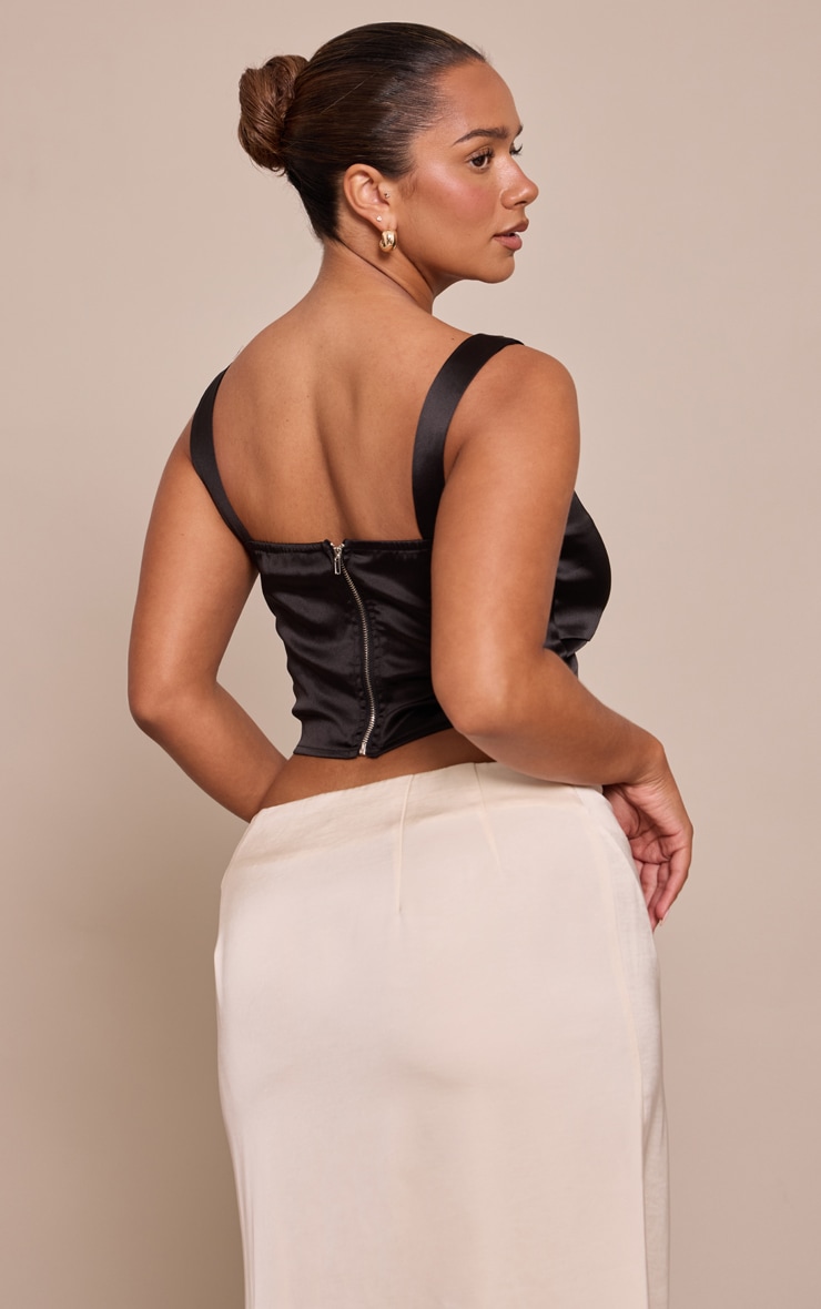 Shape Black Satin Square Neck Corset Top image 2