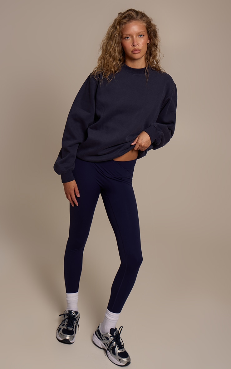 Navy Cotton Fleece Pullover Sweatshirt image 4